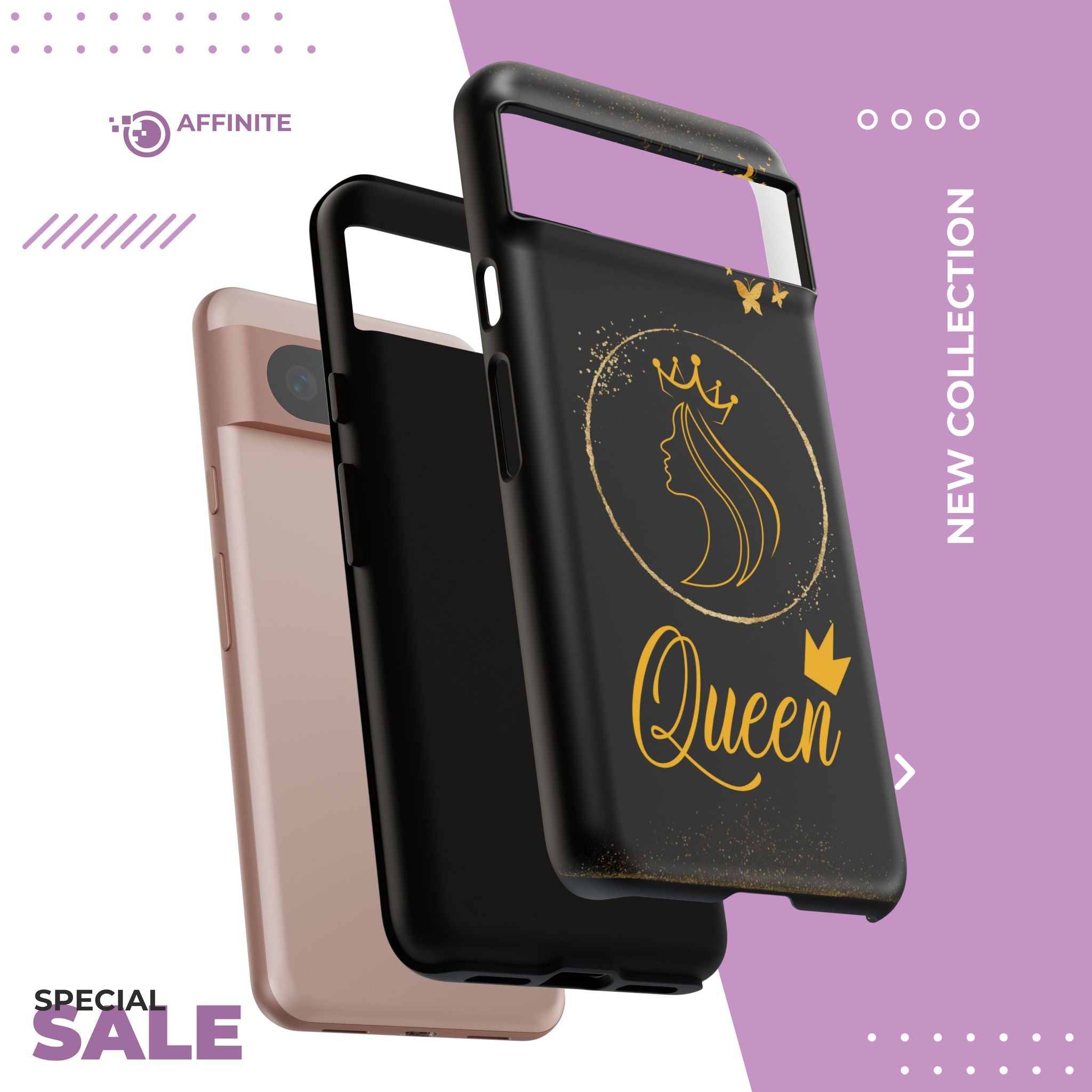 Tough Case Queen Phone Case – Matte & Glossy Crown Design for iPhone, Samsung & Pixel