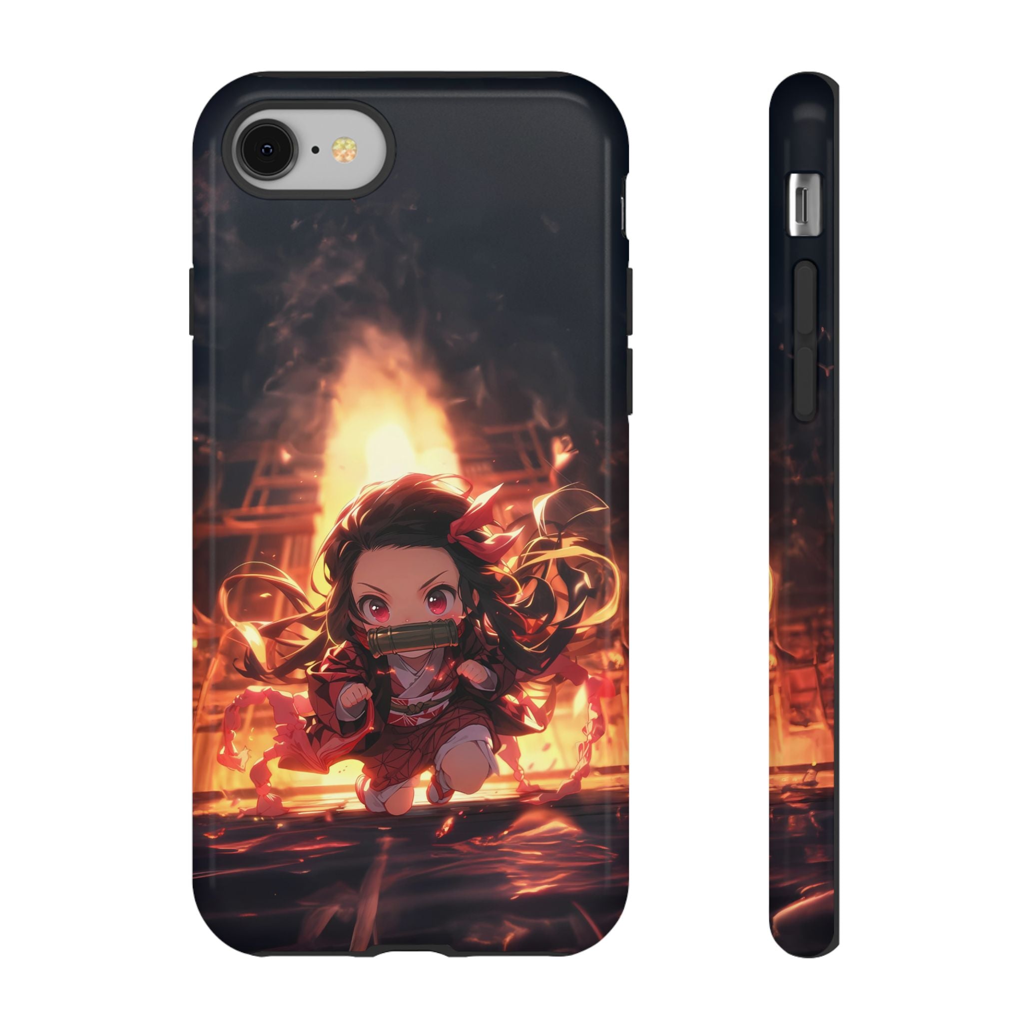 Chibi Nezuko Kamado Tough Phone Case – Anime Protective Case for iPhone & Samsung, UV Resistant, Durable & Stylish