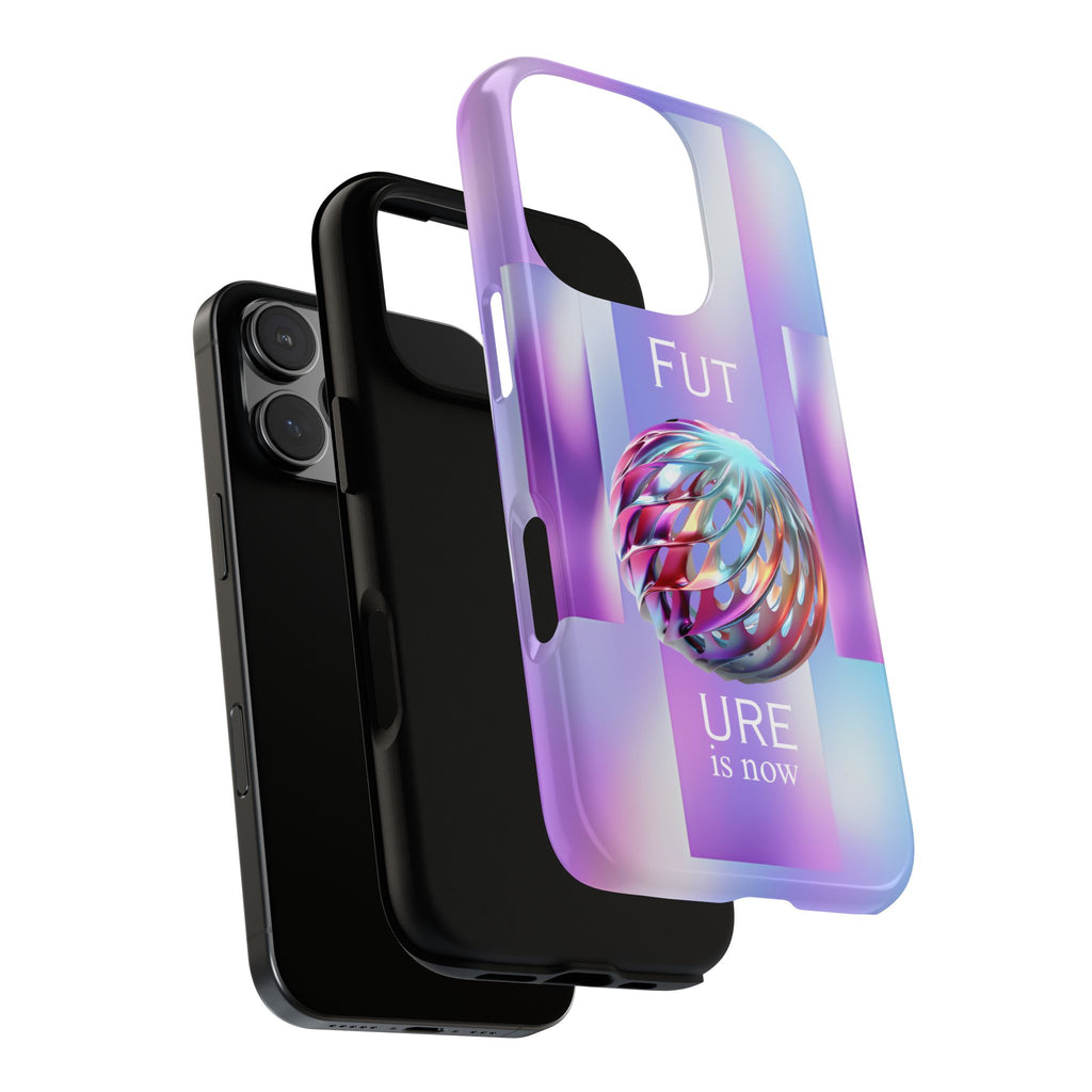 Futuristic Gradient Tough Case – 'Future is Now' 3D Design | Shockproof & UV Protected