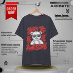 T-Shirt Fun Graphic Tees - Born to Be Awesome Unisex Shirt | For Teen & Adults | Affinite Heather Midnight Navy