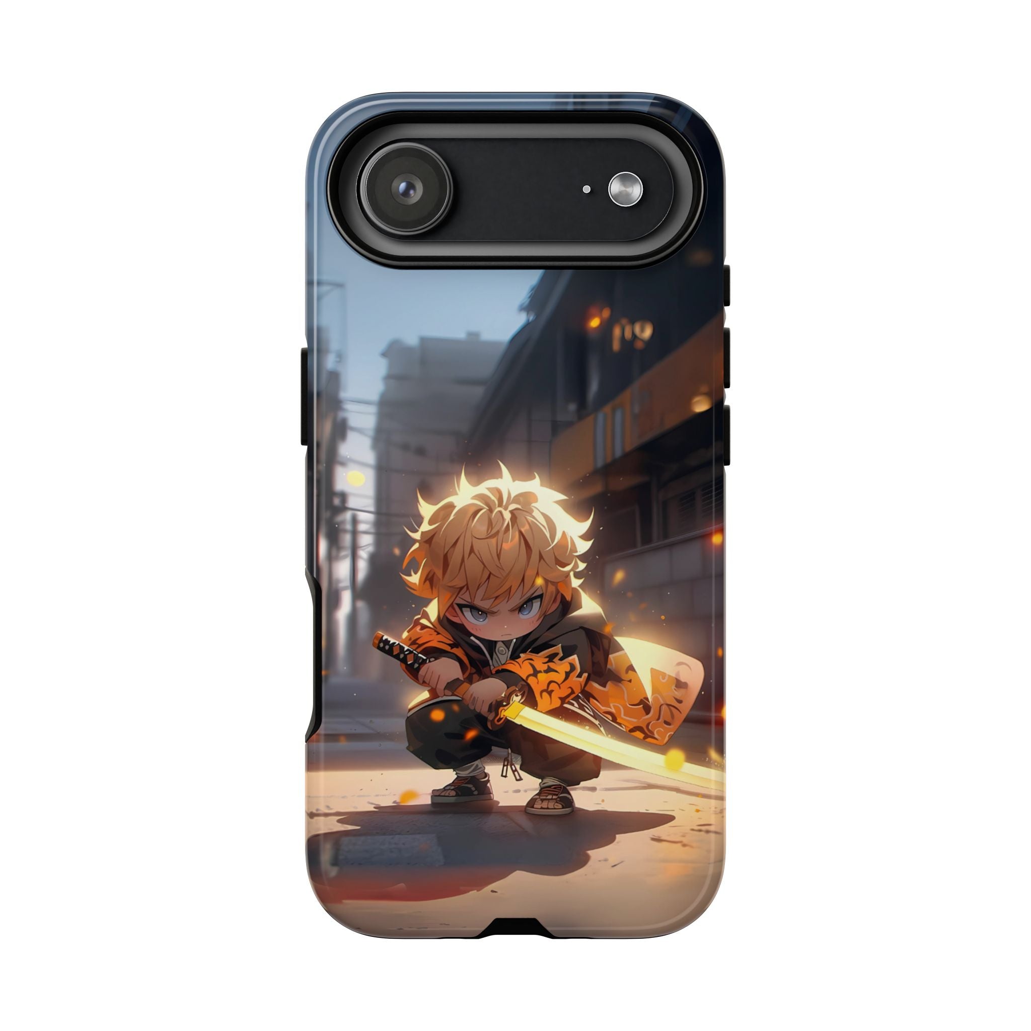 Chibi Zenitsu Lightning Tough Phone Case – Anime Protective Case for iPhone & Samsung, UV Resistant, Durable & Stylish