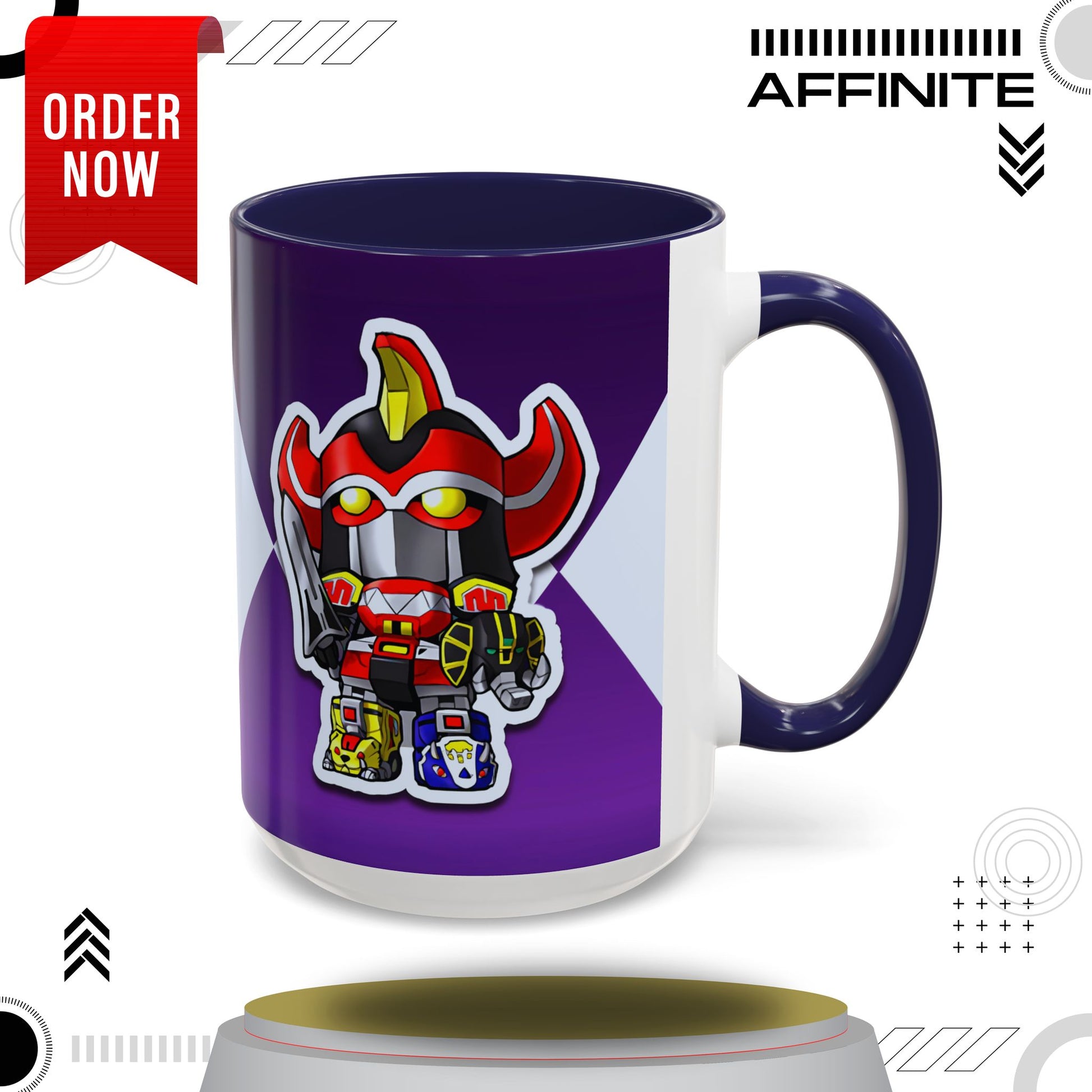 Mug Mighty Morphin Power Rangers Megazord Ceramic Mug - 11oz & 15oz Coffee Mug - Accent Mug for Pop Culture Fans 15oz Navy