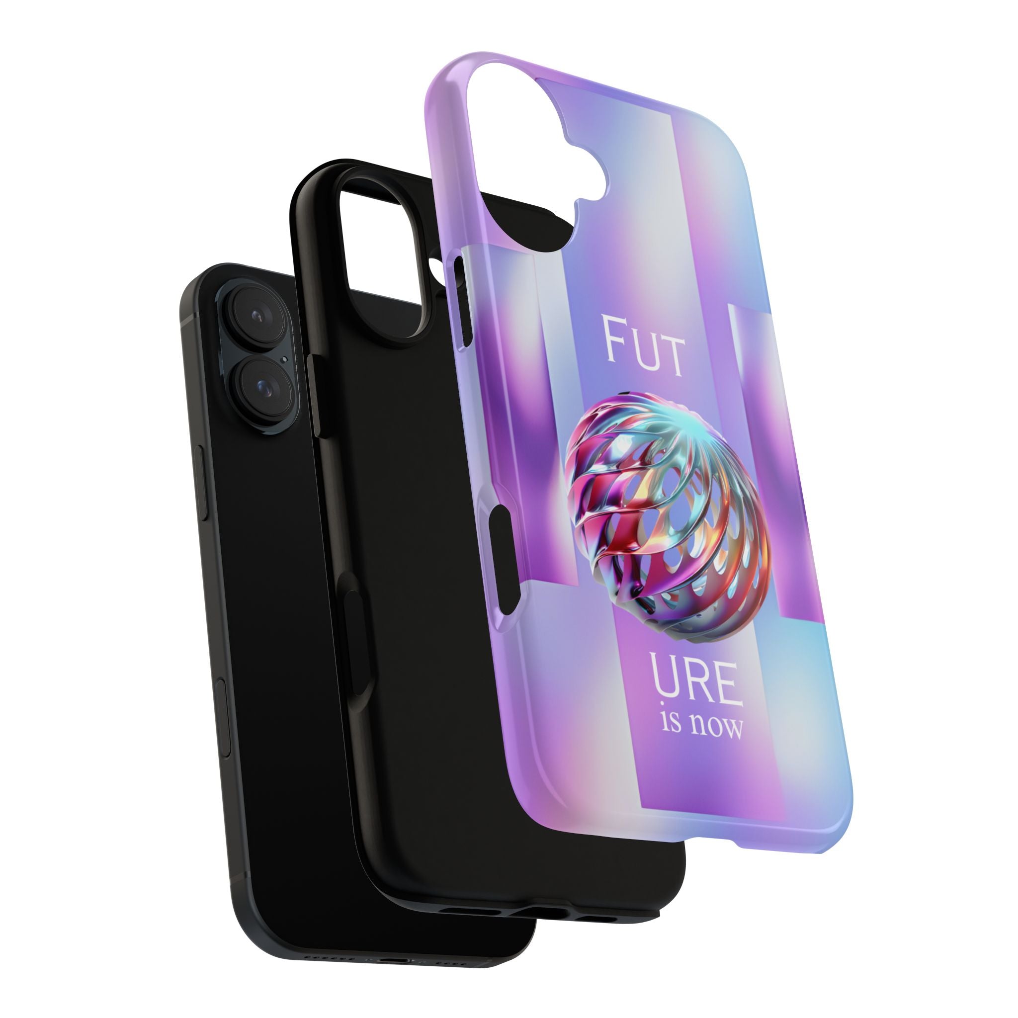 Futuristic Gradient Tough Case – 'Future is Now' 3D Design | Shockproof & UV Protected
