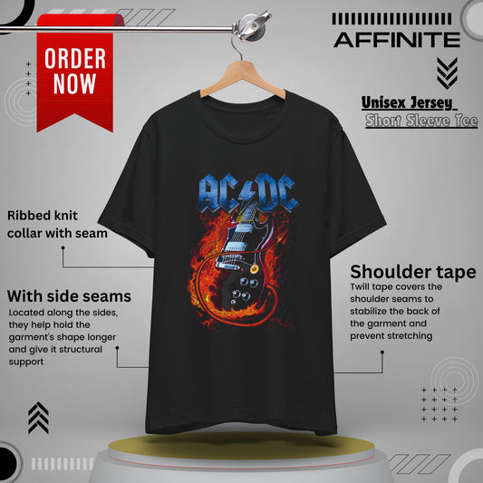 T-Shirt Rock In T Shirt - AC/DC Graphic Tee (Unisex Rock Shirt) Black