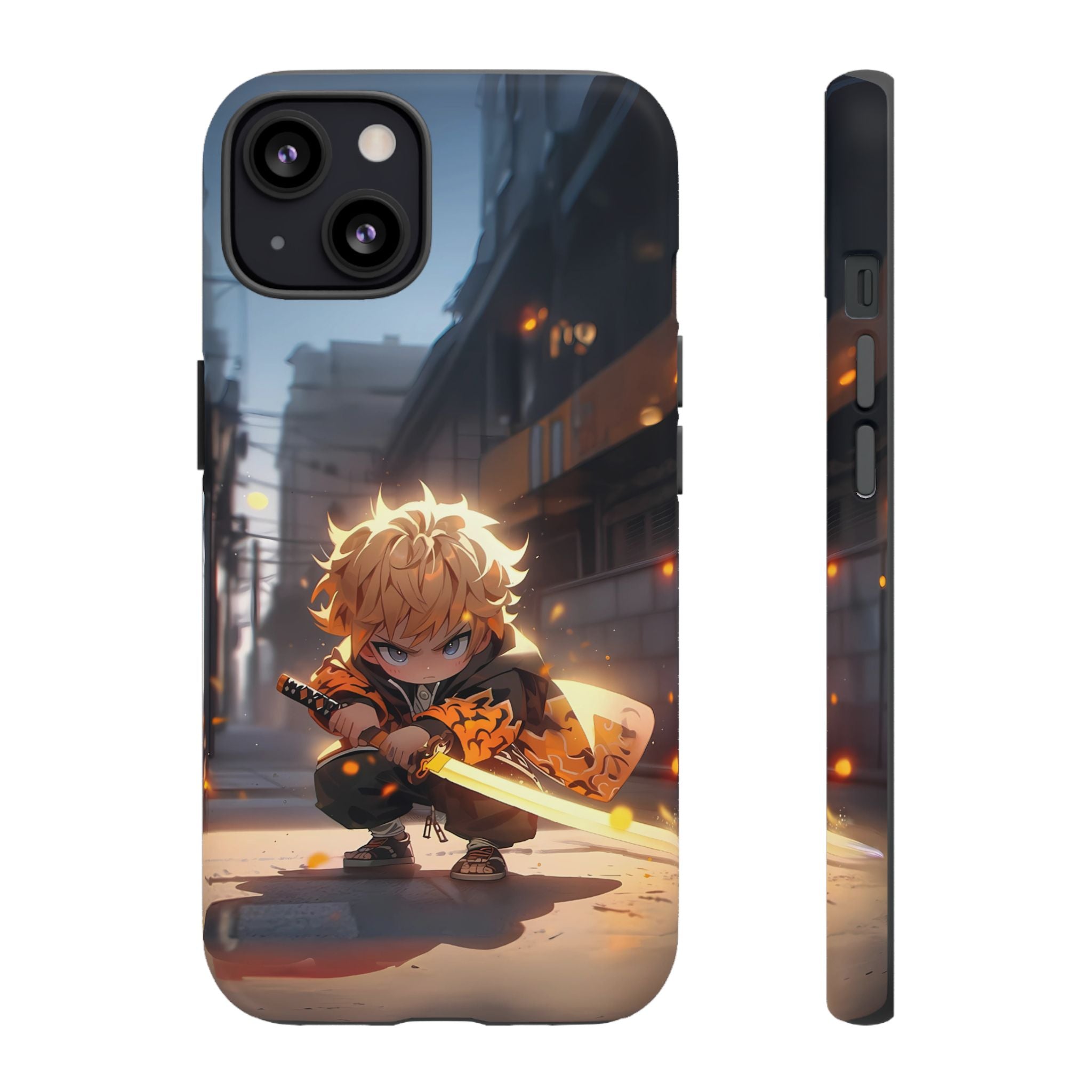 Chibi Zenitsu Lightning Tough Phone Case – Anime Protective Case for iPhone & Samsung, UV Resistant, Durable & Stylish