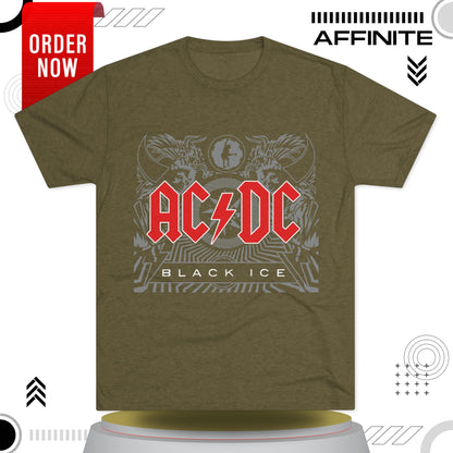 T-Shirt ACDC Black Ice T-Shirt - Official Graphic Rock Tee (Unisex) Tri-Blend Military Green