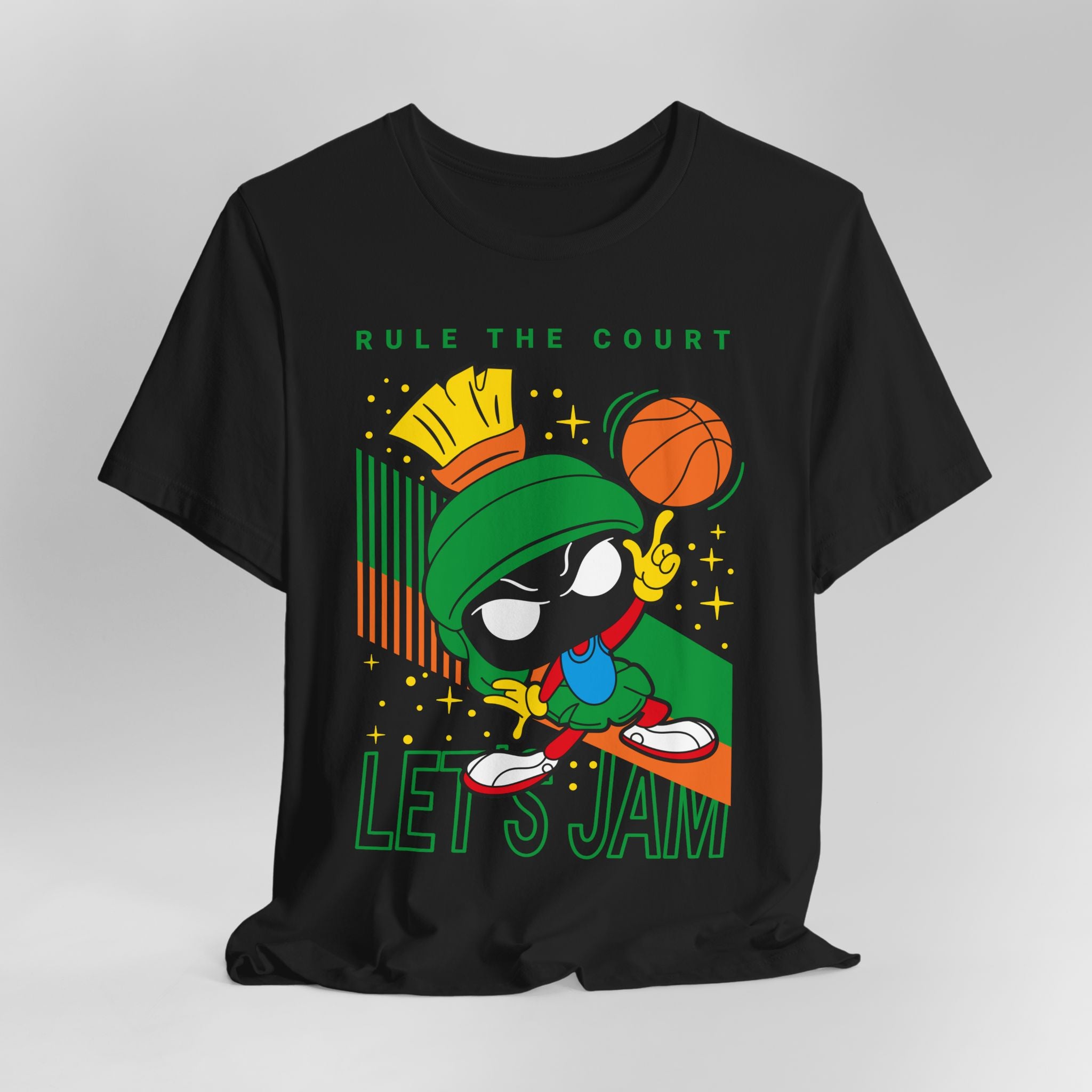 Cartoon Marvin Basketball Graphic Tee - "Rule the Court, Let's Jam!"