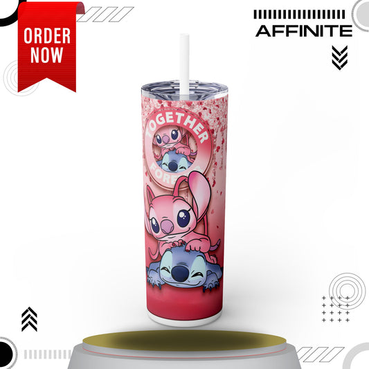 Tumblers Lilo and Stitch Glitter Tumbler - 20oz Disney 'Together Forever' Cup