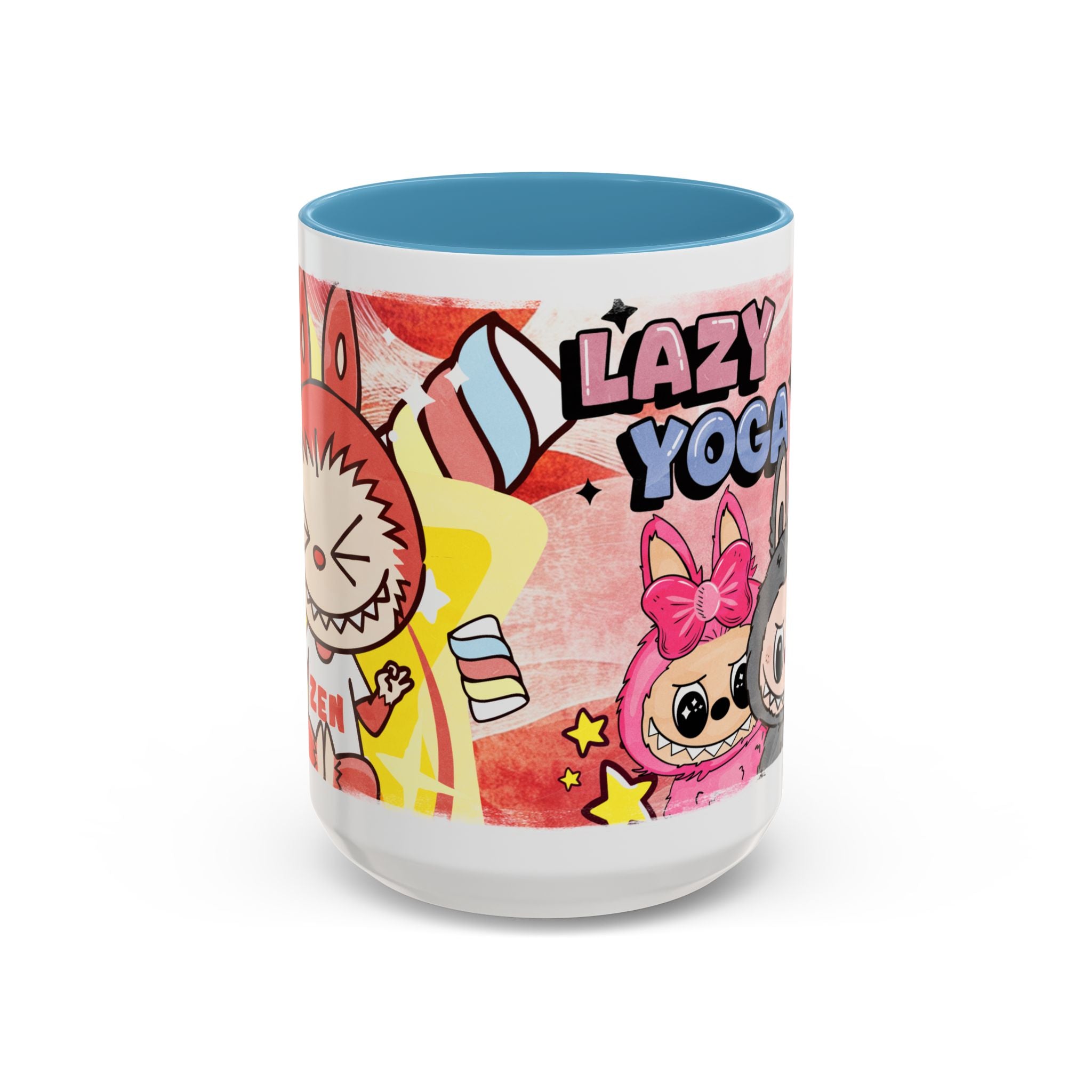 Lazy Yoga Labubu Cartoon Accent Coffee Mug - Fun and Playful Design for Coffee Lovers
