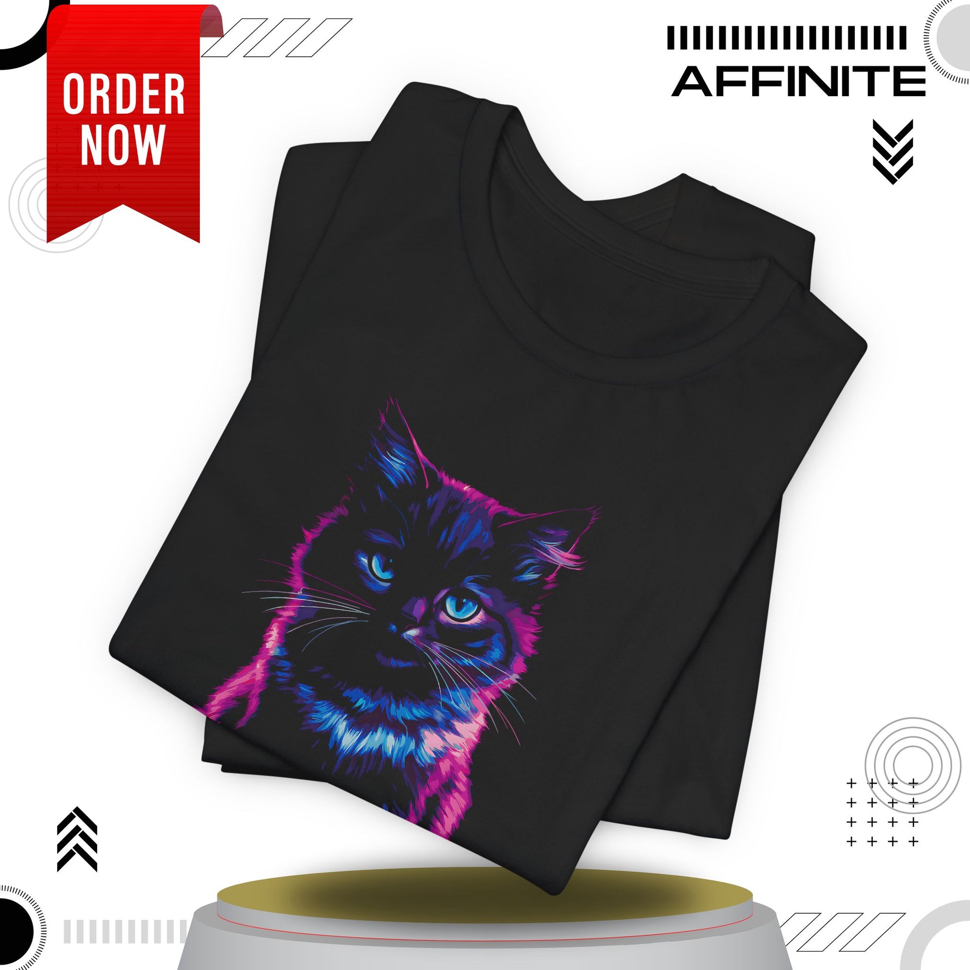 T-Shirt Neon Cat T-Shirt - Vibrant Unisex Tee for Cat Lovers (100% Cotton)