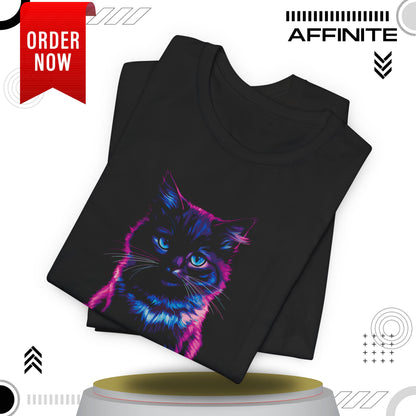 T-Shirt Neon Cat T-Shirt - Vibrant Unisex Tee for Cat Lovers (100% Cotton)