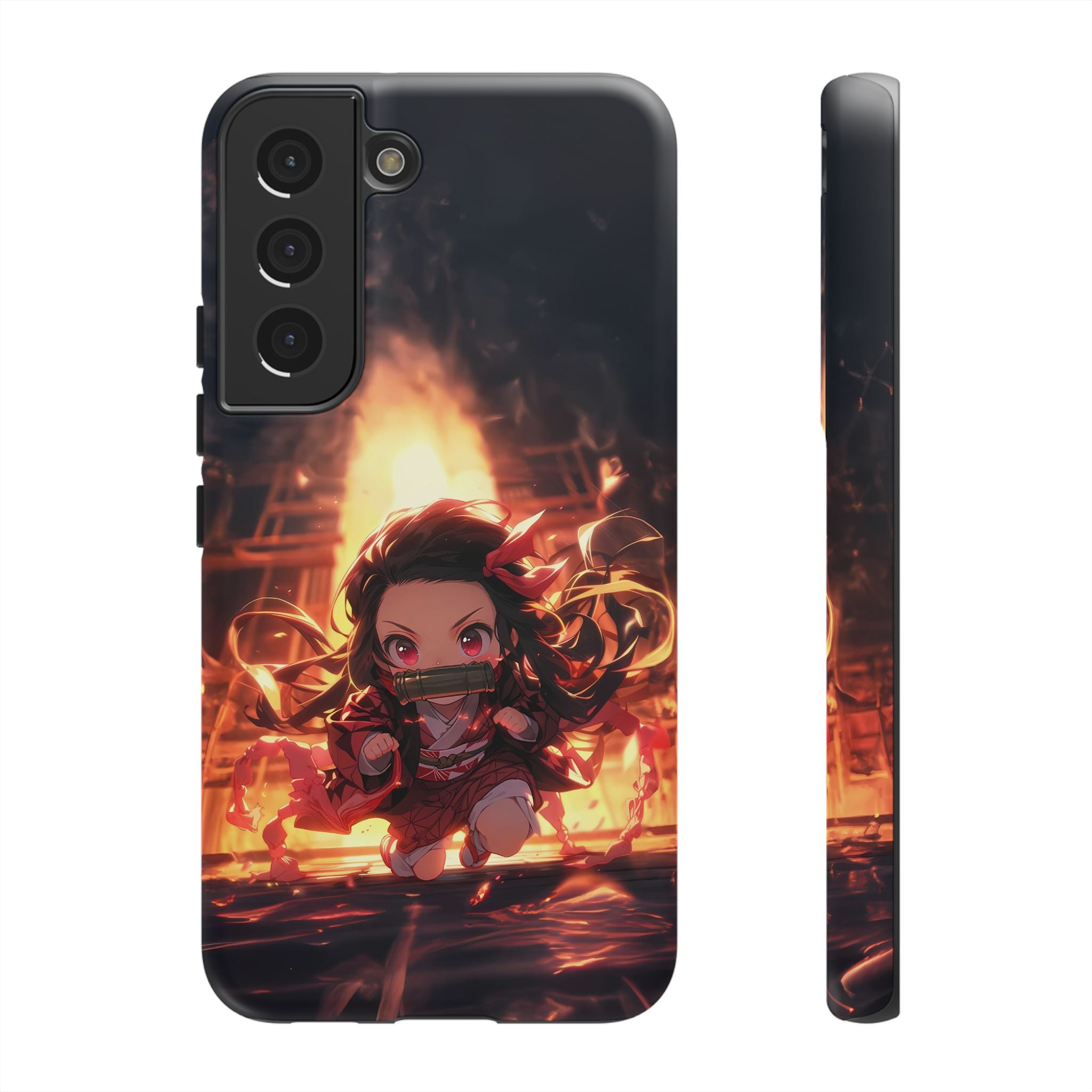 Chibi Nezuko Kamado Tough Phone Case – Anime Protective Case for iPhone & Samsung, UV Resistant, Durable & Stylish