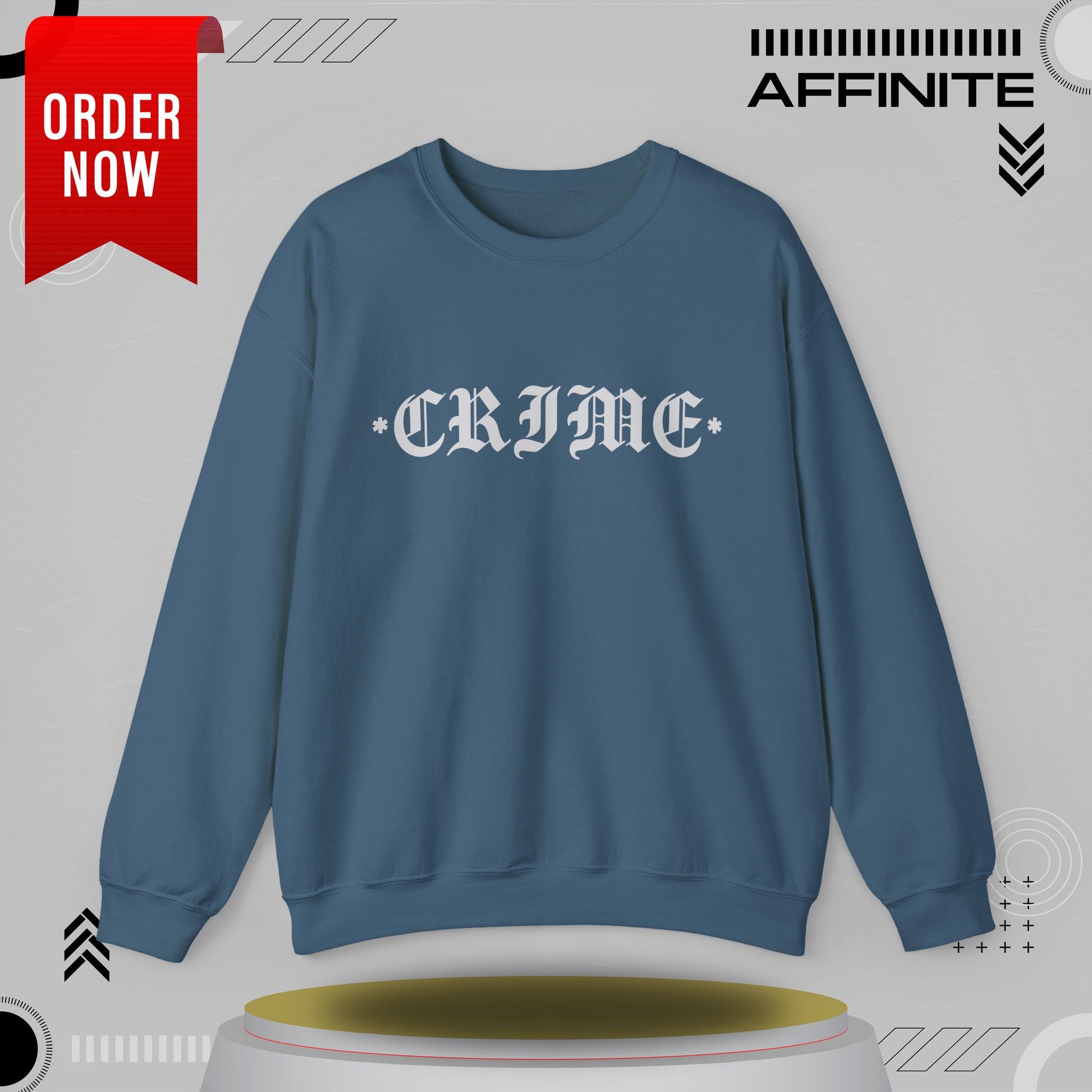 Sweatshirt CRIME Graphic Sweatshirt - Unisex Heavy Blend Crewneck (Cotton/Polyester) Indigo Blue