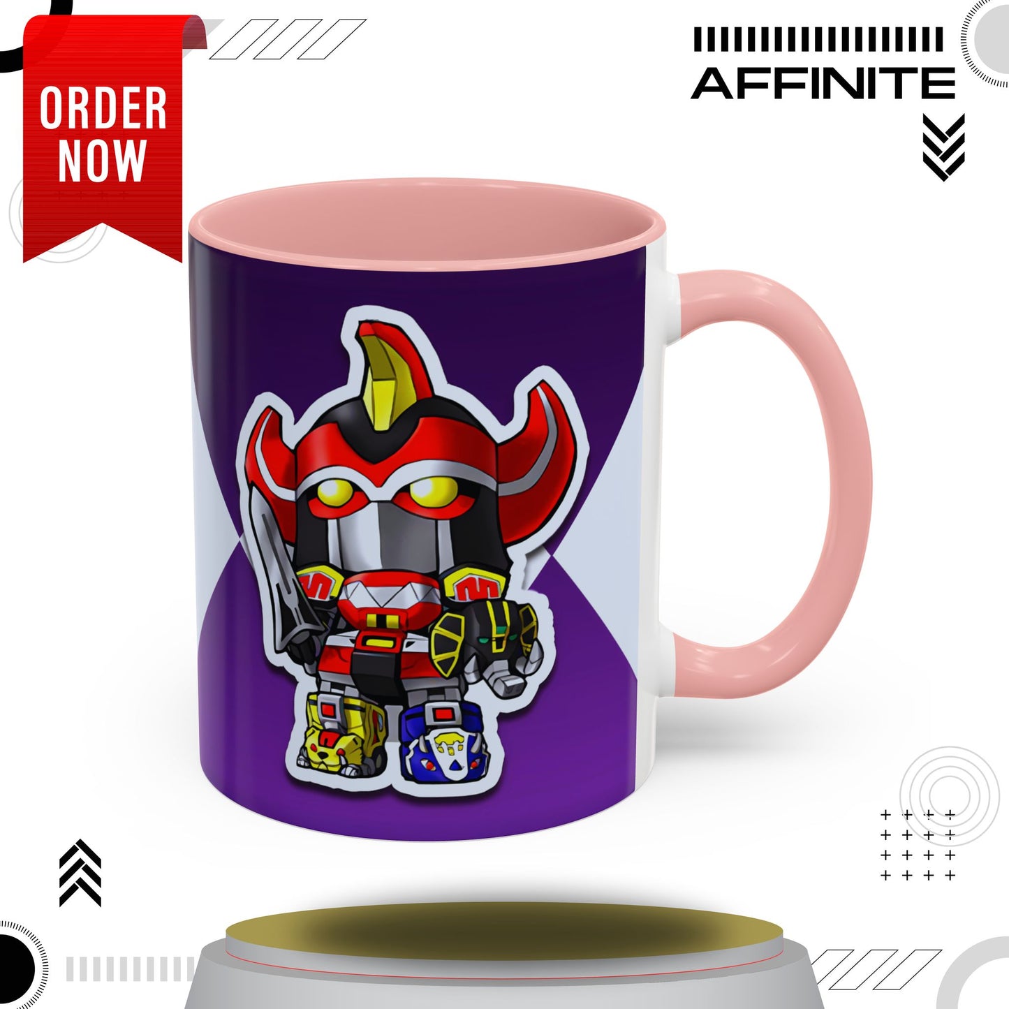 Mug Mighty Morphin Power Rangers Megazord Ceramic Mug - 11oz & 15oz Coffee Mug - Accent Mug for Pop Culture Fans 11oz Pink