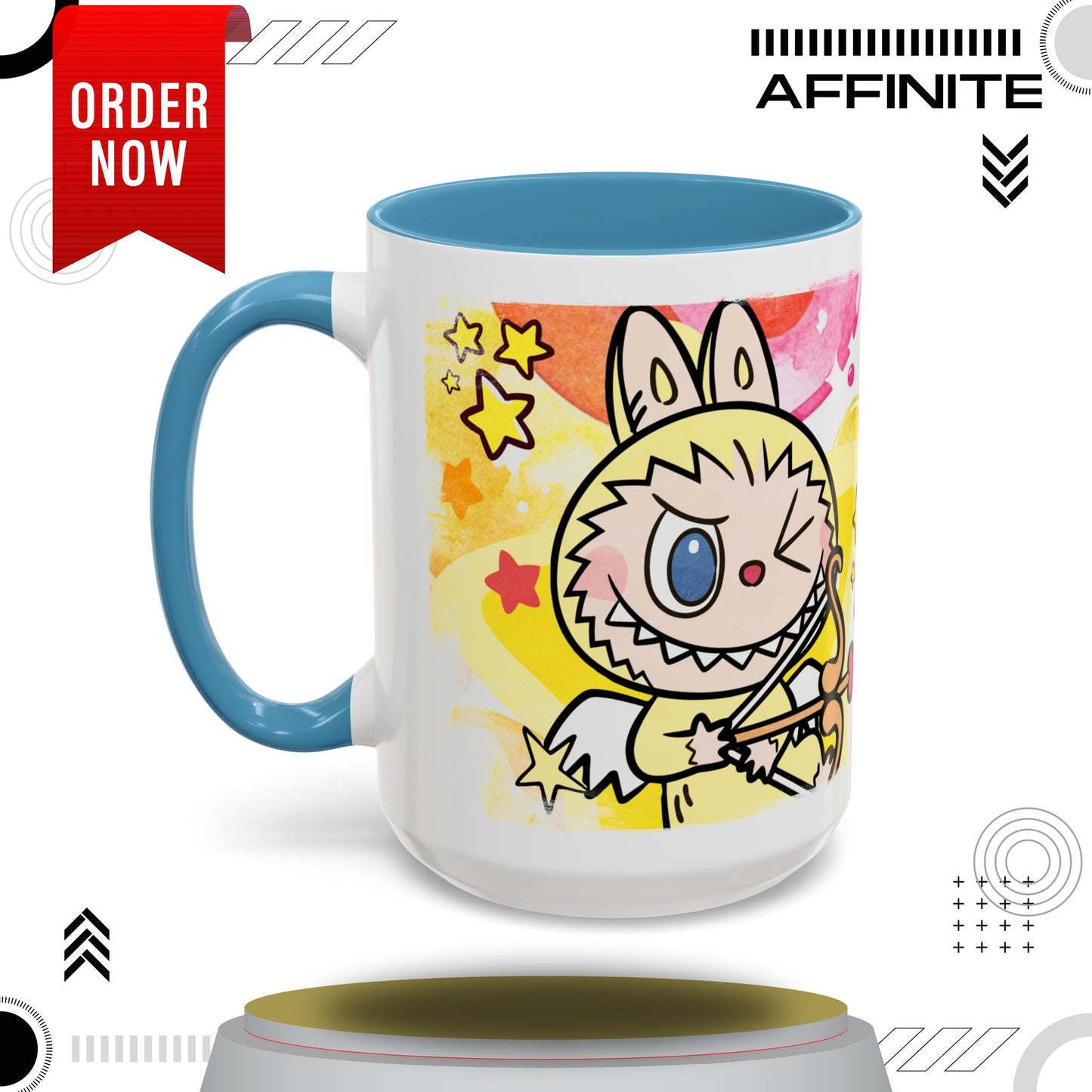 Mug Playful Lazy Yoga Labubu Coffee Mug - Fun Design for Relaxation Lovers 15oz Light Blue