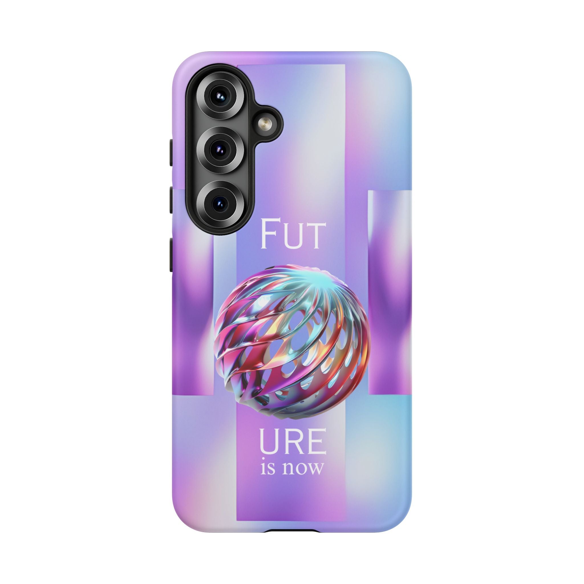 Futuristic Gradient Tough Case – 'Future is Now' 3D Design | Shockproof & UV Protected