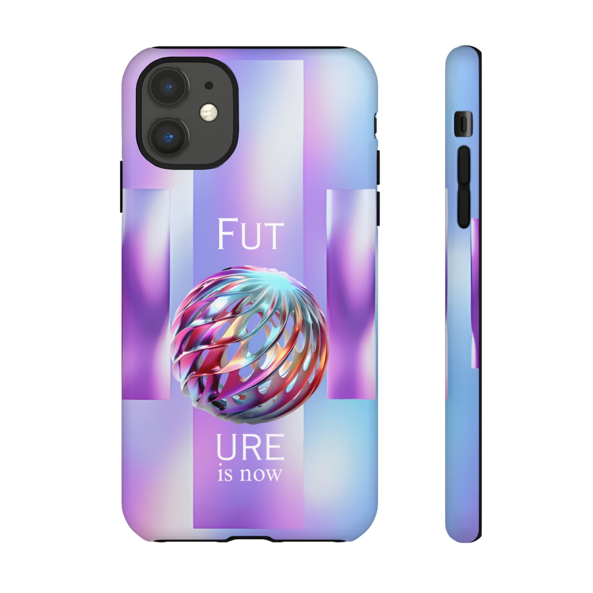 Futuristic Gradient Tough Case – 'Future is Now' 3D Design | Shockproof & UV Protected