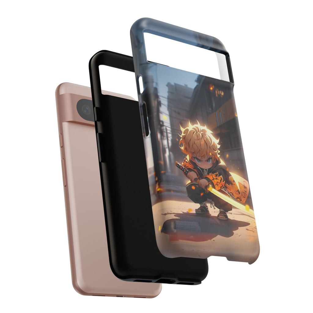 Chibi Zenitsu Lightning Tough Phone Case – Anime Protective Case for iPhone & Samsung, UV Resistant, Durable & Stylish