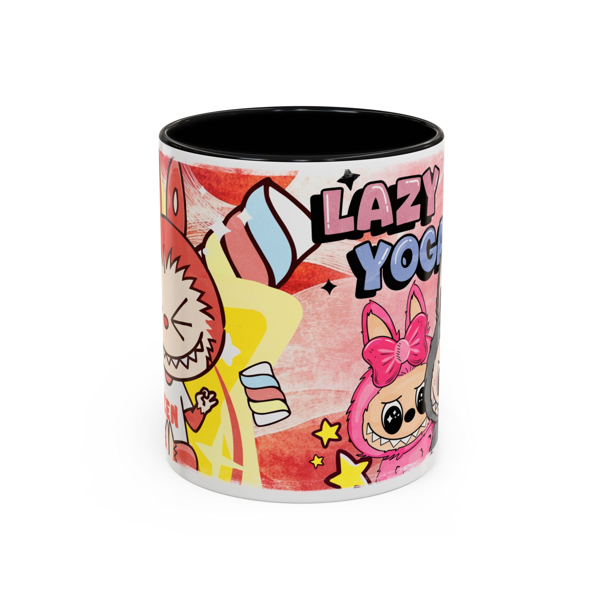 Lazy Yoga Labubu Cartoon Accent Coffee Mug - Fun and Playful Design for Coffee Lovers