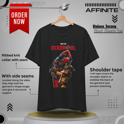 T-Shirt Deadpool Graphic Unisex Jersey Tee - Perfect for Comic Fans Black