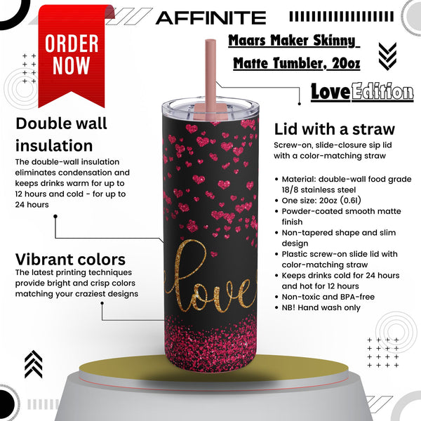 Love tumbler cup in Dusty Rose color on white background