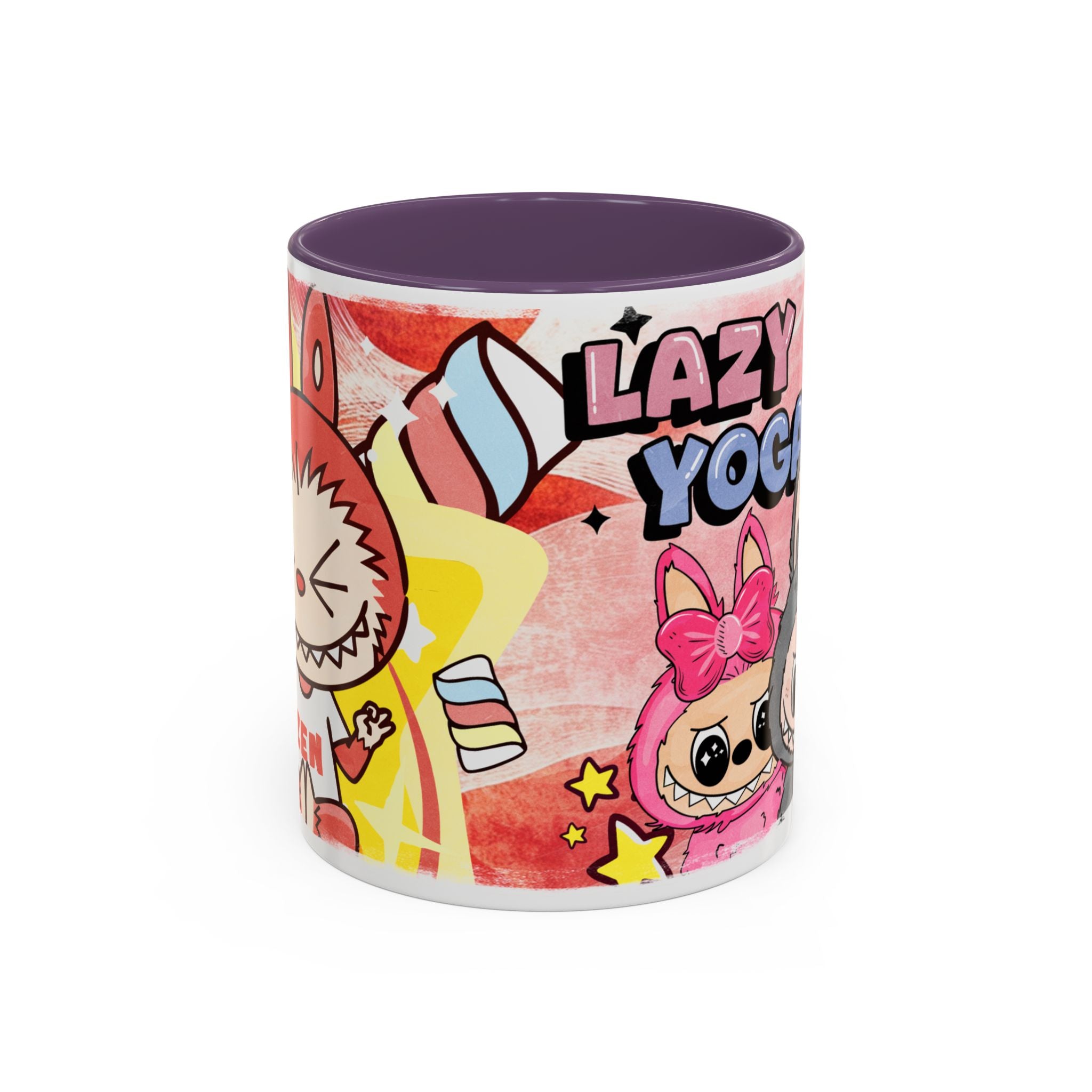 Lazy Yoga Labubu Cartoon Accent Coffee Mug - Fun and Playful Design for Coffee Lovers