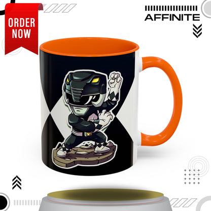 Mug Mighty Morphin Power Rangers Black Ranger Ceramic Mug - 11oz & 15oz Coffee Mug - Accent Mug for Pop Culture Fans 11oz Orange