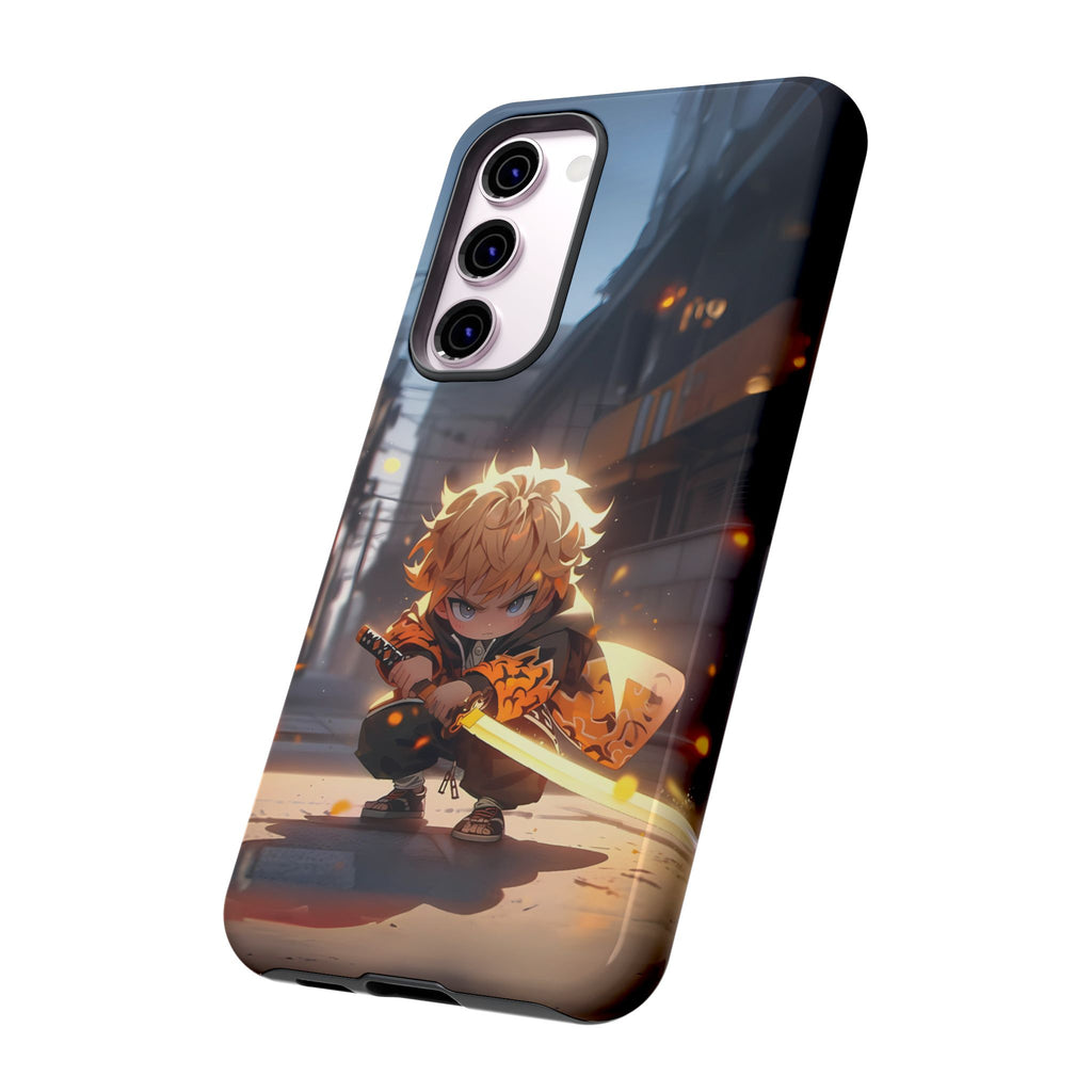 Chibi Zenitsu Lightning Tough Phone Case – Anime Protective Case for iPhone & Samsung, UV Resistant, Durable & Stylish