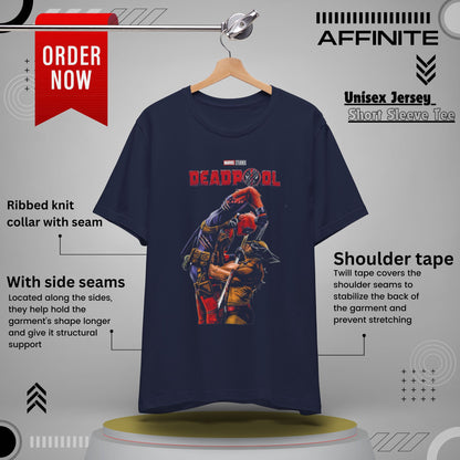 T-Shirt Deadpool Graphic Unisex Jersey Tee - Perfect for Comic Fans Navy