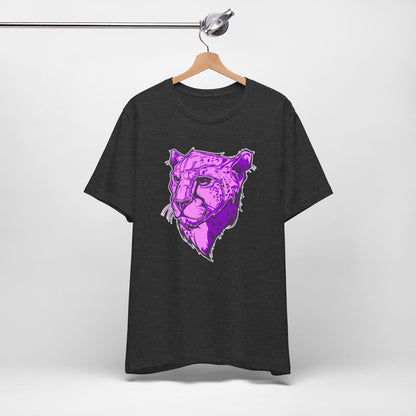 T-Shirt Vibrant Purple Leopard Tee - Unisex Jersey Shirt, Wild Animal Print, Graphic Tee, Gifts for Nature Lovers, Unique Artwear, Stylish [...] Dark Grey Heather