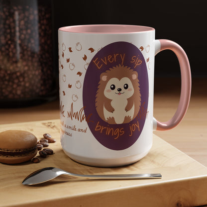 Mug Cute Hedgehog Accent Coffee Mug , Funny Gift for Animal Lovers, (11oz) (15oz)