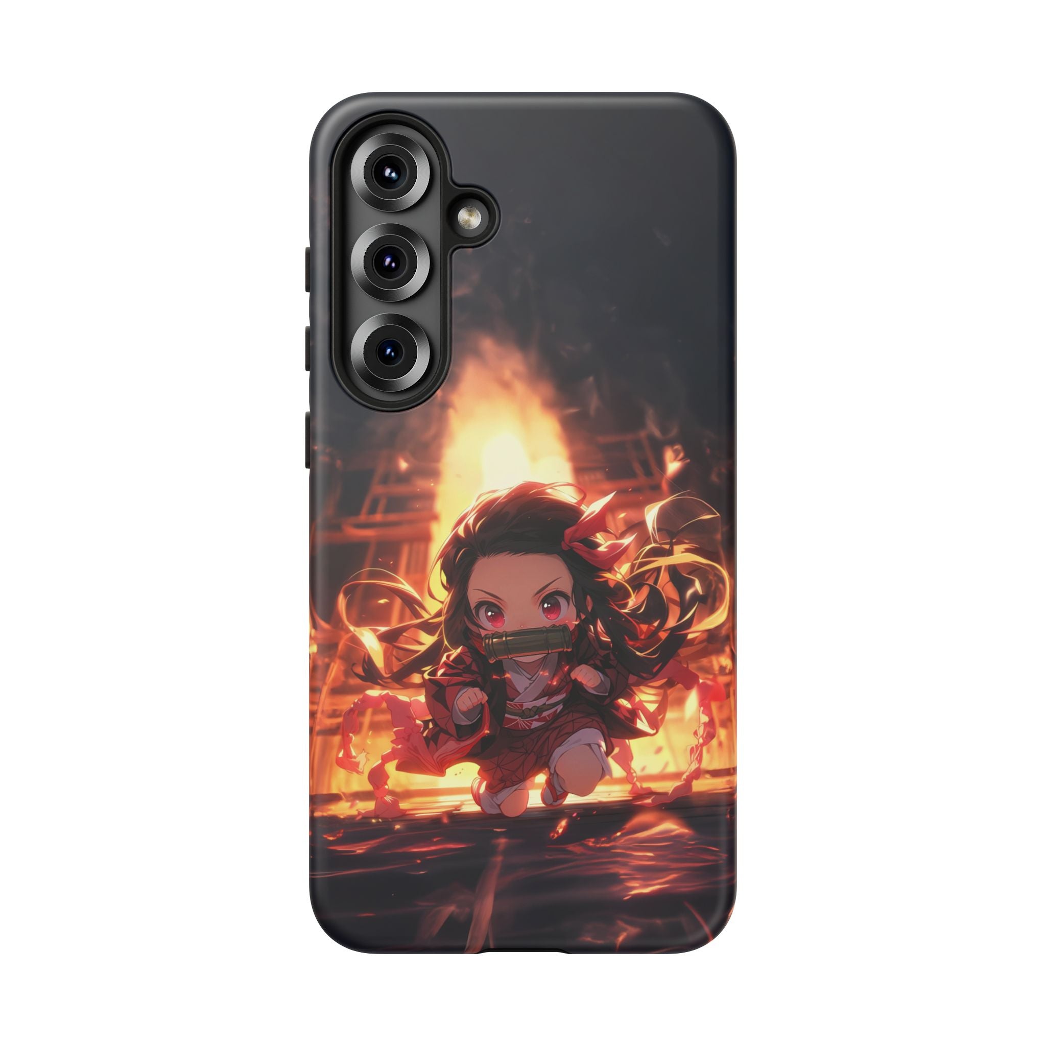 Chibi Nezuko Kamado Tough Phone Case – Anime Protective Case for iPhone & Samsung, UV Resistant, Durable & Stylish