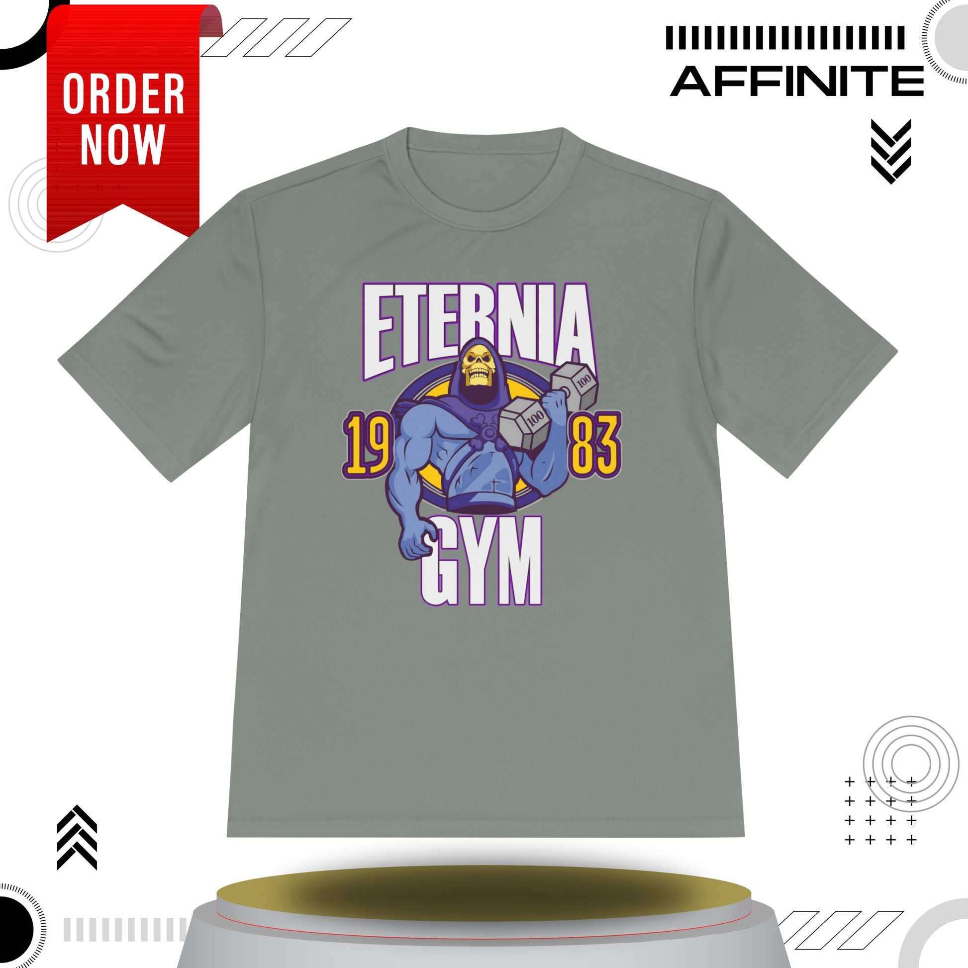 T-Shirt Eternia Gym Unisex Moisture Wicking Tee - Vintage Muscle Workout Shirt Grey Concrete