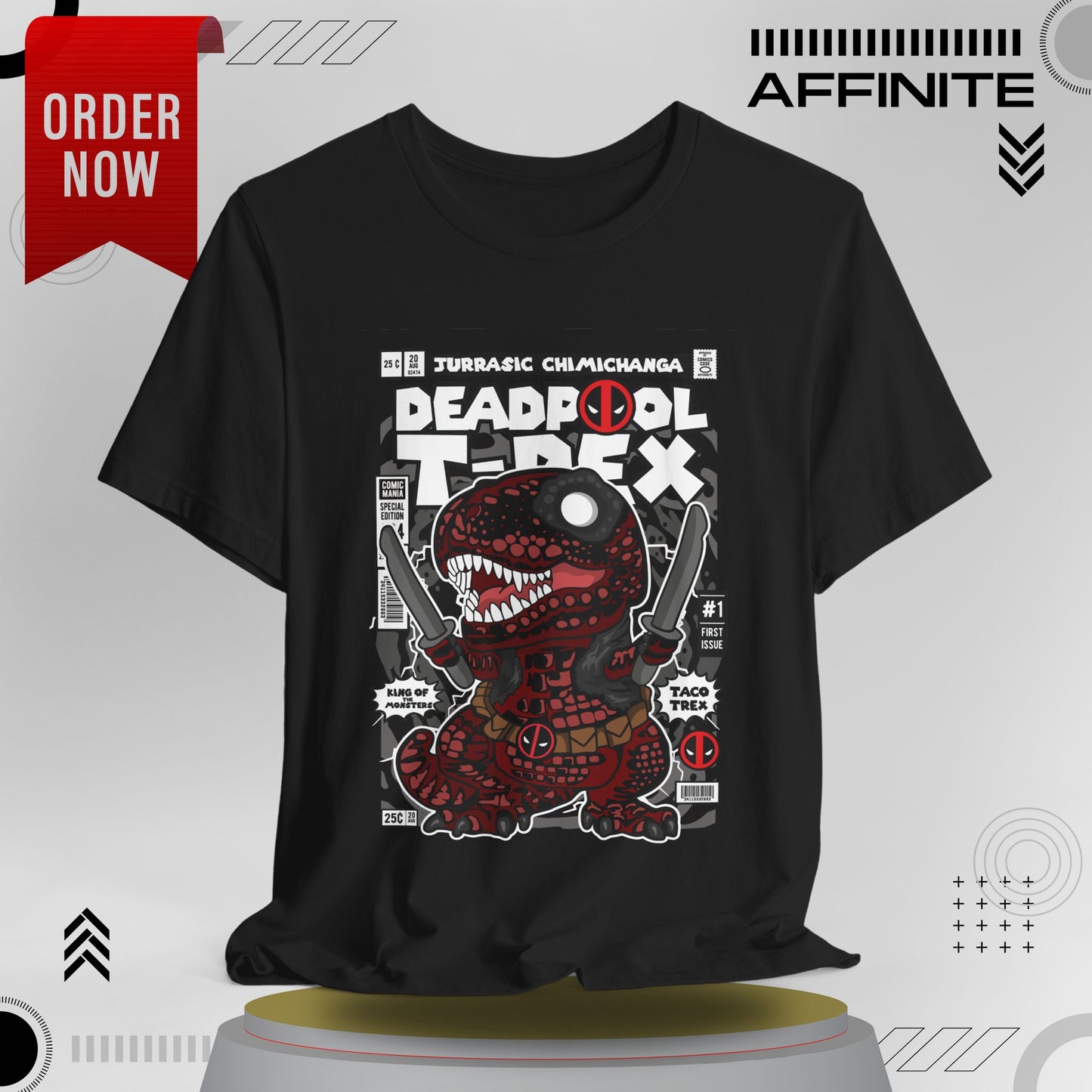 T-Shirt Deadpool T-Rex Unisex Jersey Tee - Fun Graphic T-Shirt for Comic Fans - Jurassic Chichanga