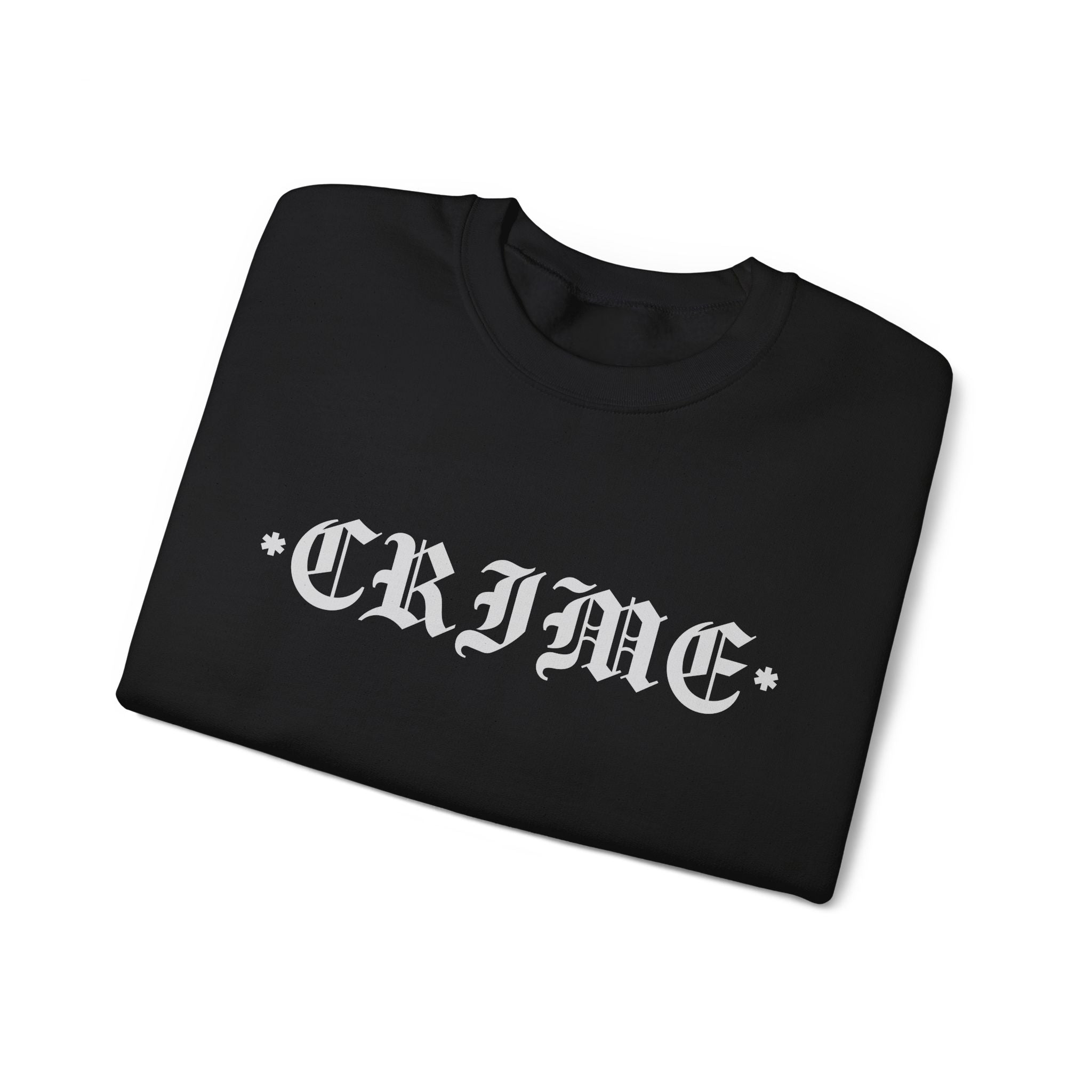 Unisex Heavy Blend Crewneck Sweatshirt - Bold 'CRIME' Graphic - Comfortable Everyday Wear