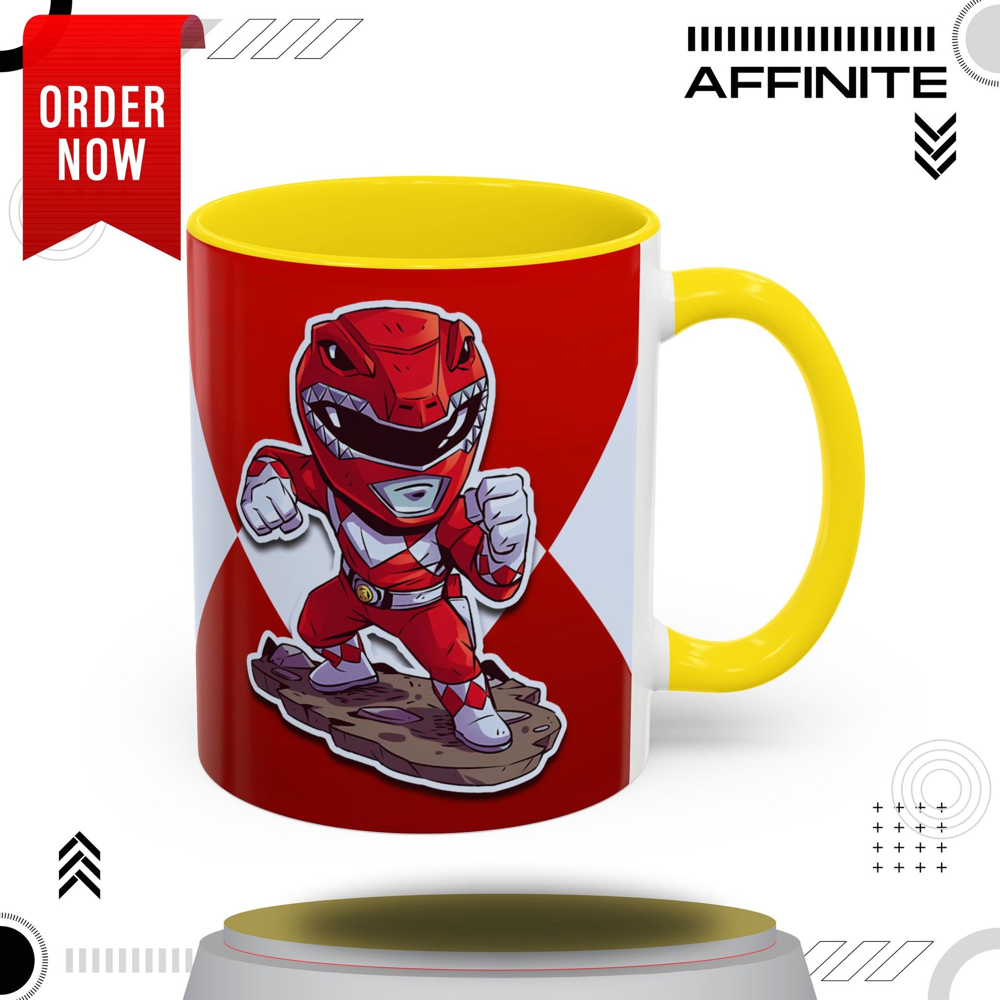 Mug Mighty Morphin Power Rangers Red Ranger Ceramic Mug - 11oz & 15oz Coffee Mug - Accent Mug for Pop Culture Fans 11oz Yellow