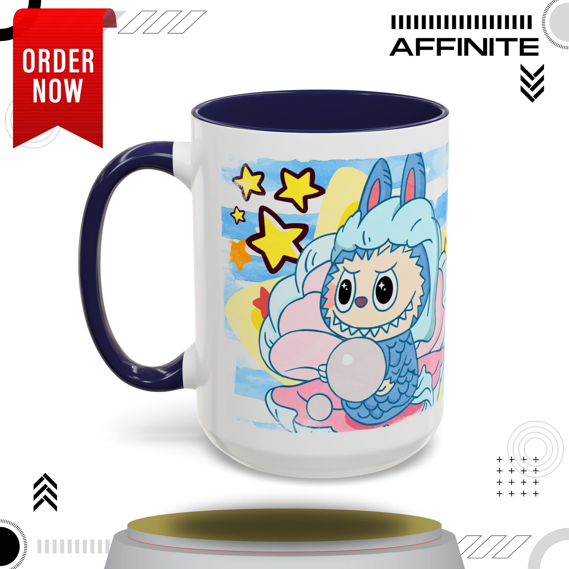 Mug Lazy Yoga Accent Coffee Mug - Cute Animal Design 11oz & 15oz 15oz Navy