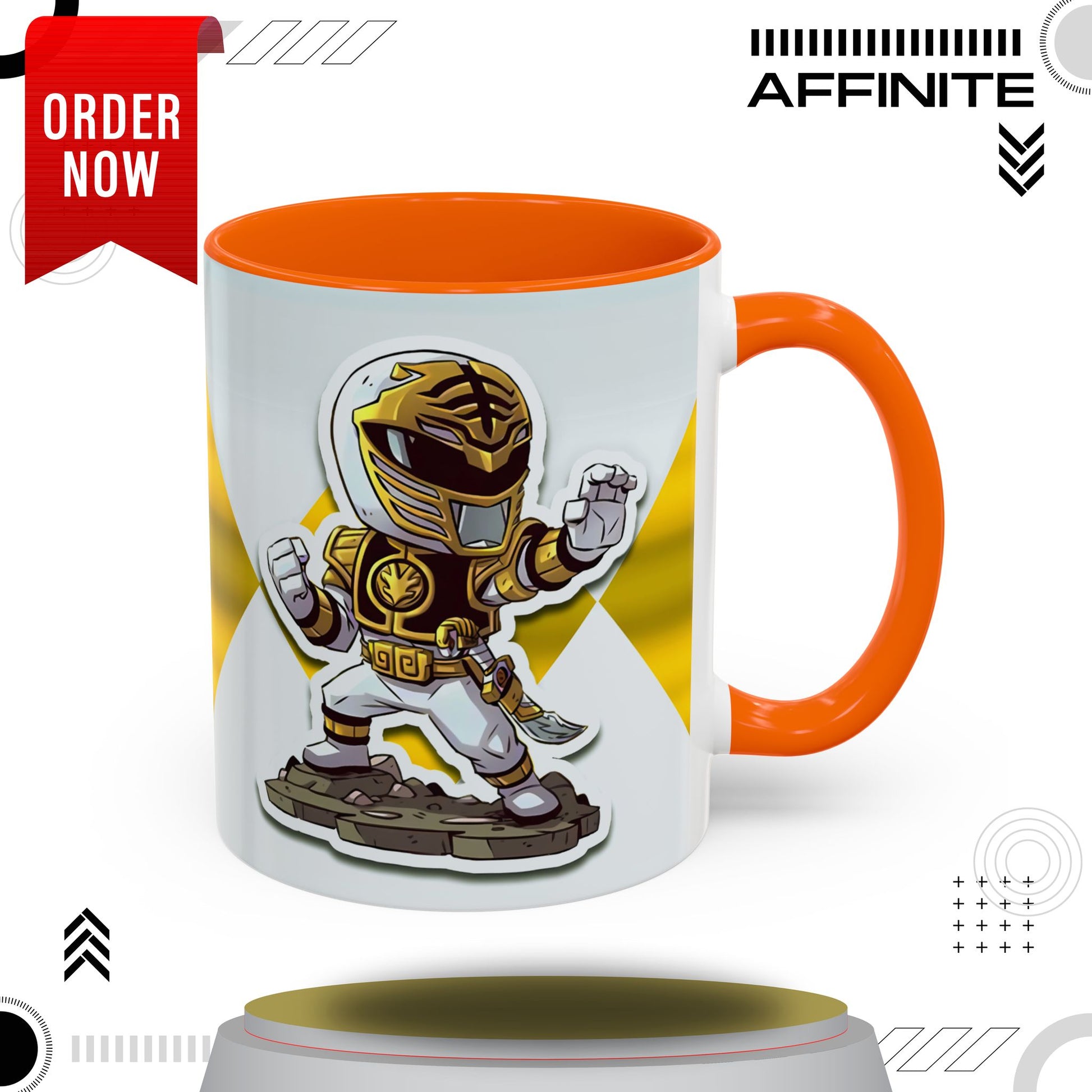 Mug White Ranger Mug – 11oz & 15oz Mighty Morphin Power Rangers Ceramic Cup 11oz Orange