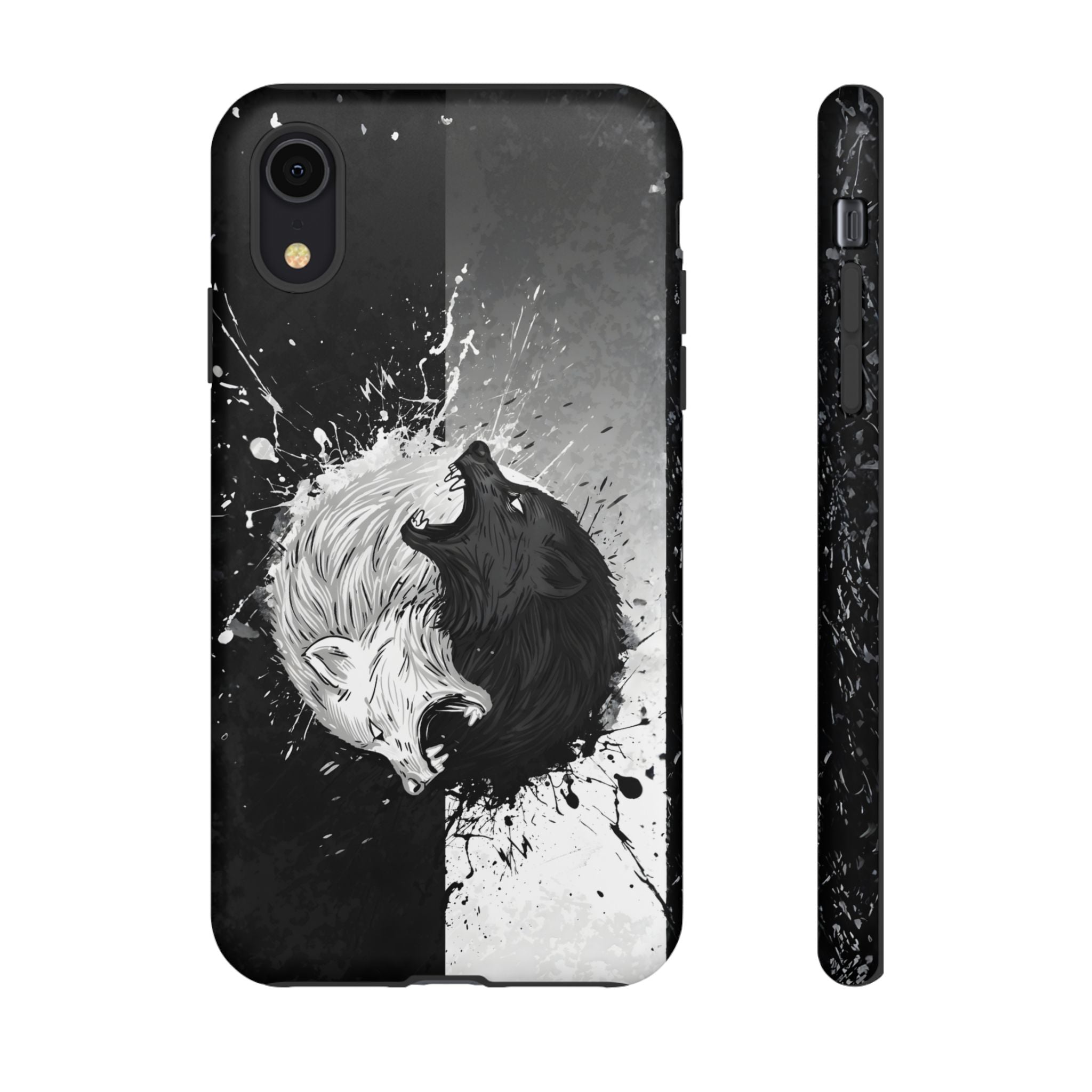 Yin Yang Wolf Phone Case - Dual Layer Protective Cover iPhone XR Matte Tough Cases