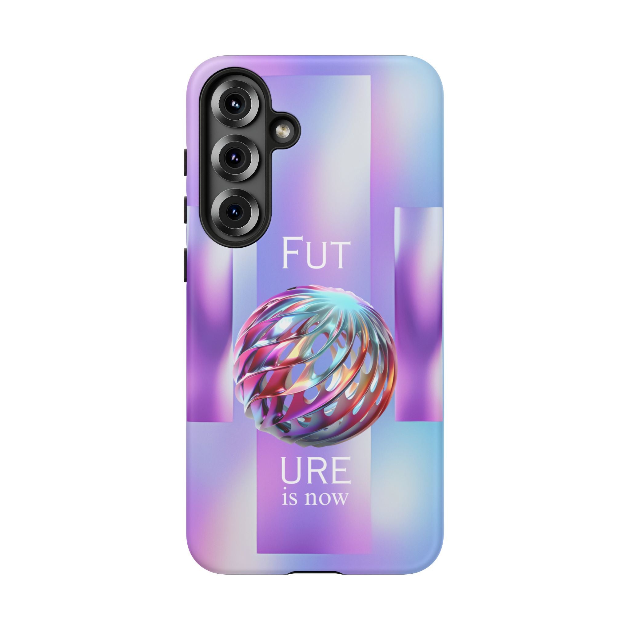 Futuristic Gradient Tough Case – 'Future is Now' 3D Design | Shockproof & UV Protected