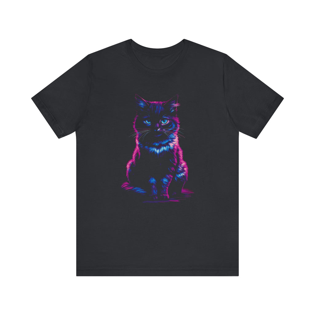 T-Shirt Neon Cat T-Shirt - Vibrant Unisex Tee for Cat Lovers (100% Cotton) Vintage Black
