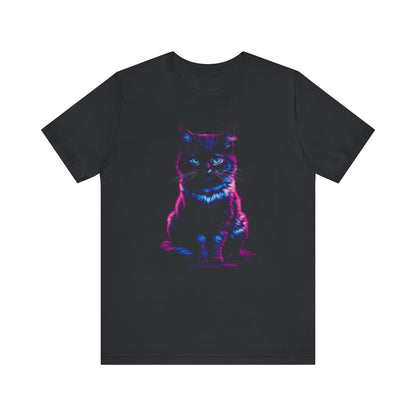 T-Shirt Neon Cat T-Shirt - Vibrant Unisex Tee for Cat Lovers (100% Cotton) Vintage Black