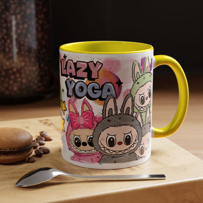 Mug Playful Lazy Yoga Labubu Coffee Mug - Fun Design for Relaxation Lovers