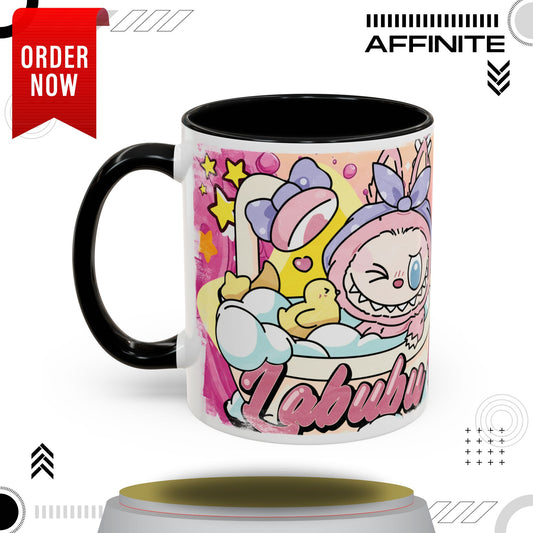 Mug Lazy Yoga Labubu Accent Coffee Mug - Fun & Playful Design for Relaxation 11oz Black