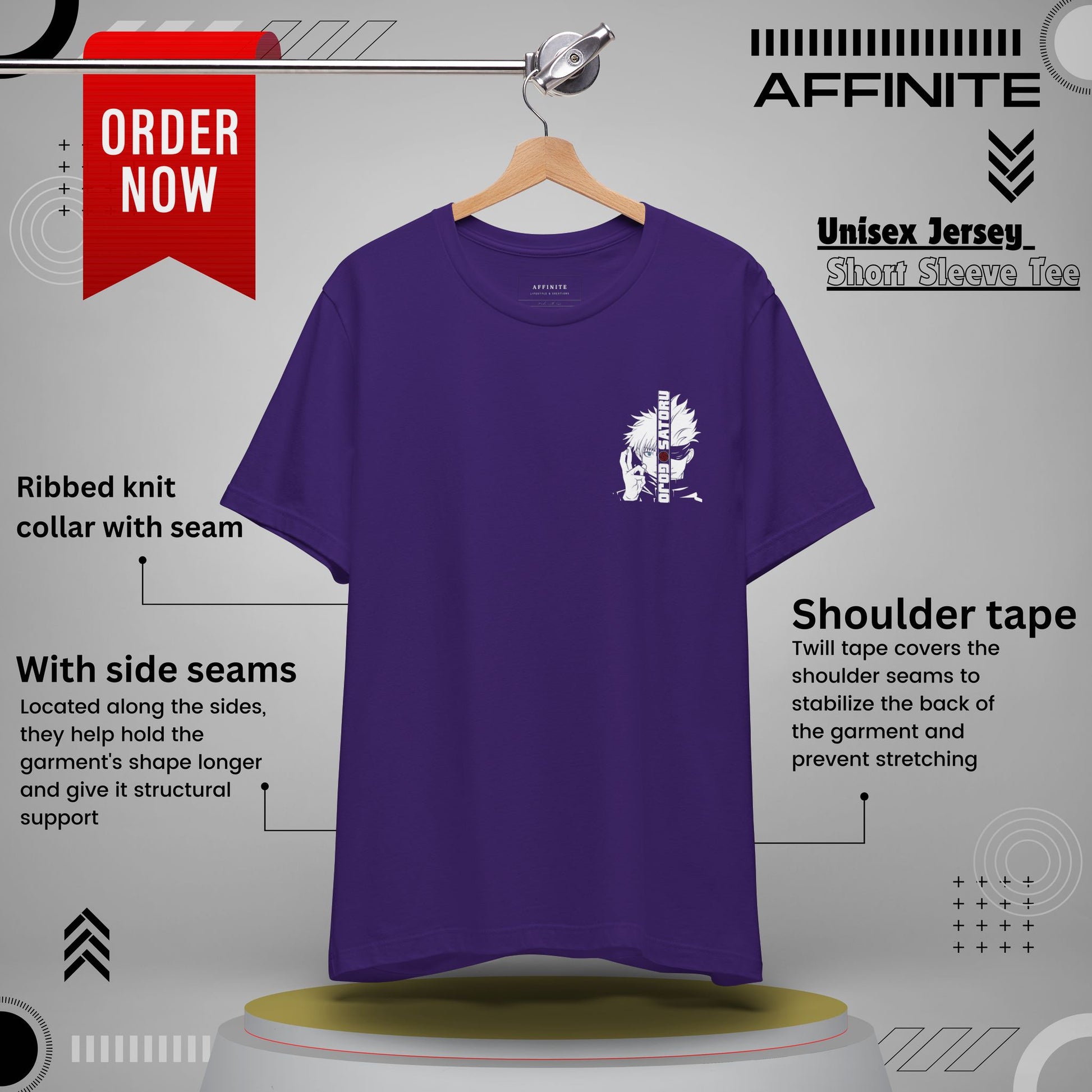 T-Shirt Unisex Anime Jujutsu Kaisen T-shirt - Gojou Satoru Design Team Purple