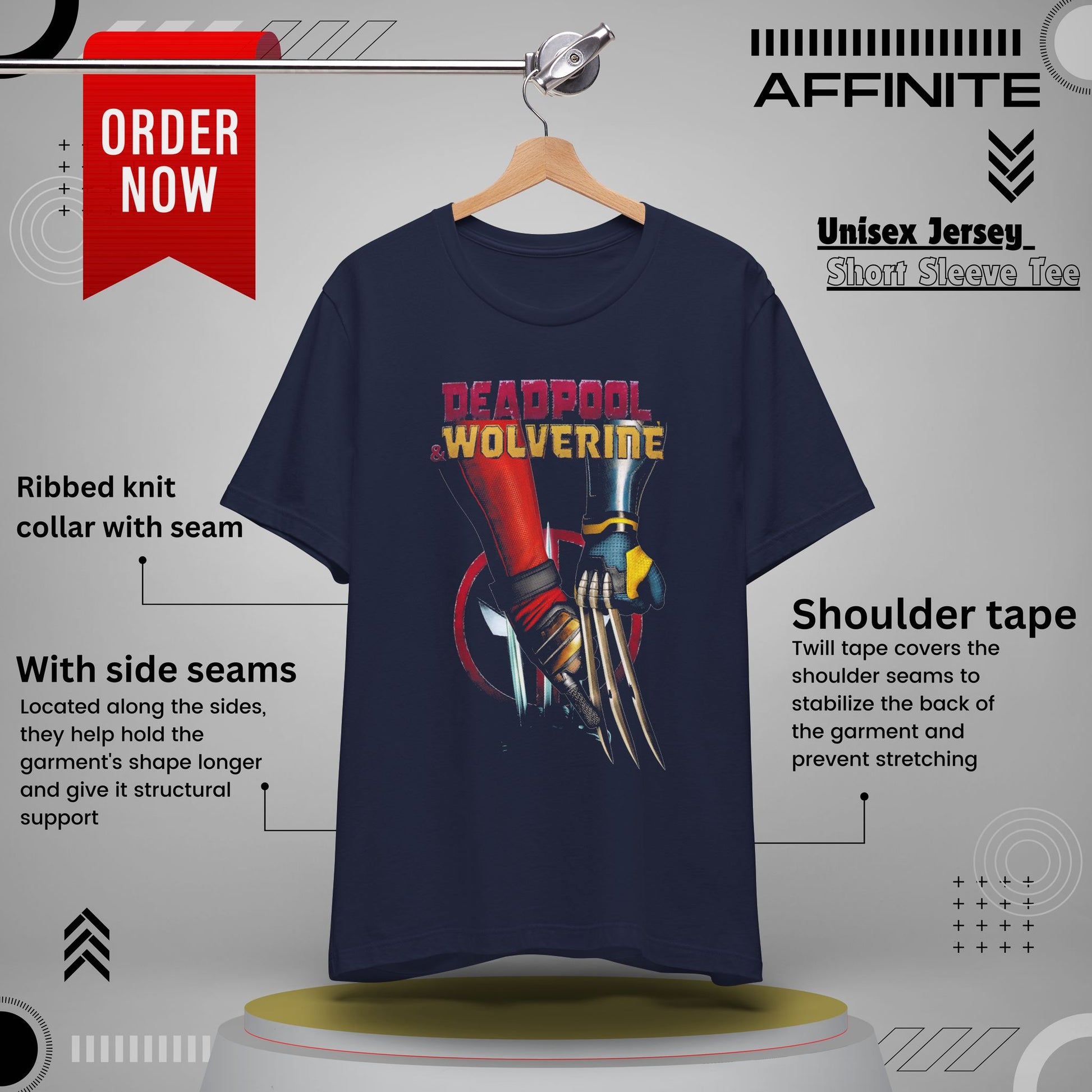 T-Shirt Deadpool & Wolverine Unisex Tee - Comic Book Style Graphic Shirt Navy