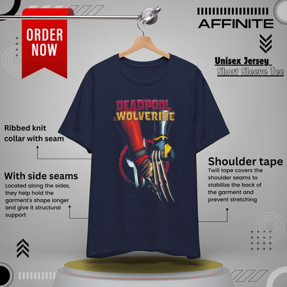 T-Shirt Deadpool & Wolverine Unisex Tee - Comic Book Style Graphic Shirt Navy