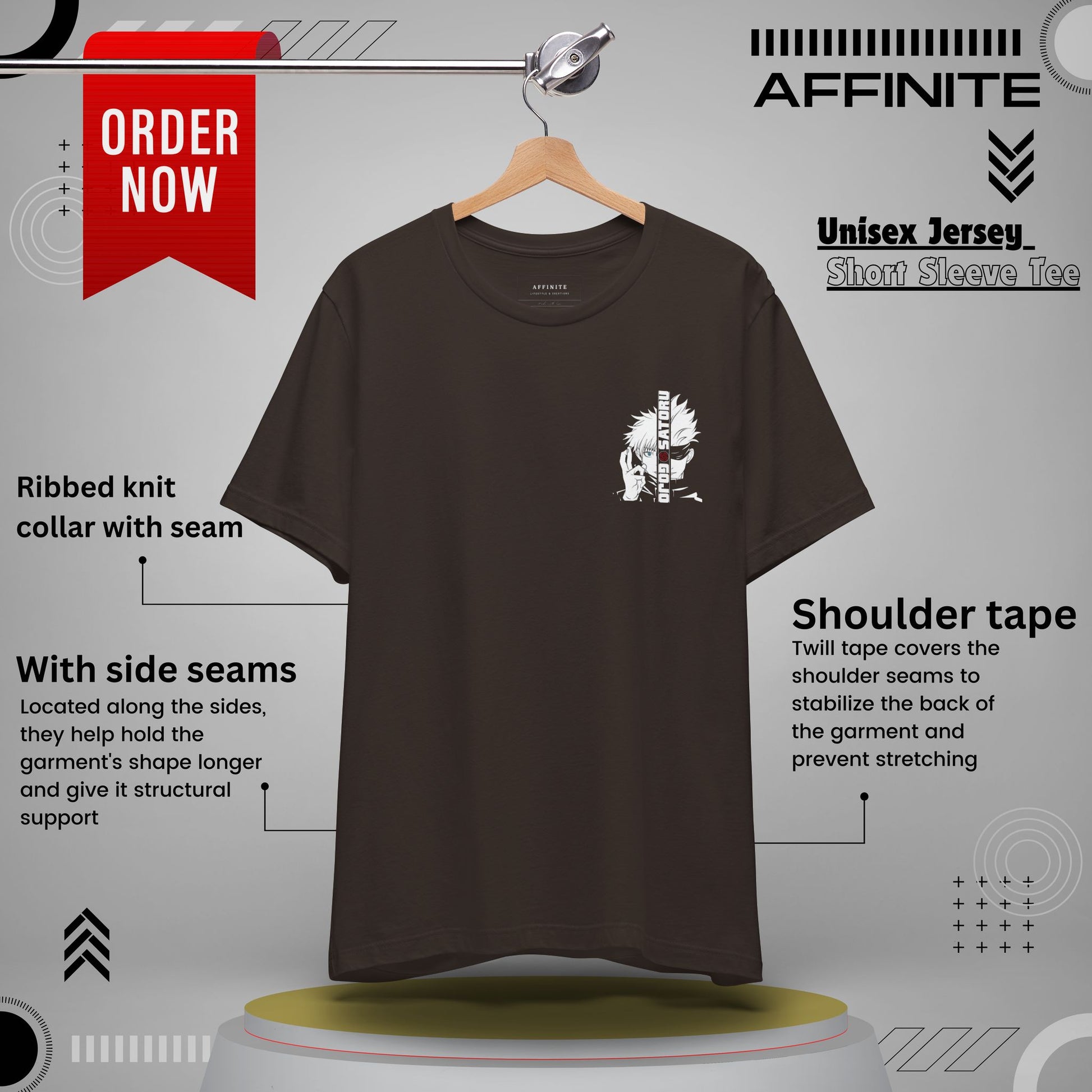 T-Shirt Unisex Anime Jujutsu Kaisen T-shirt - Gojou Satoru Design Brown
