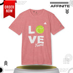 T-Shirt Love Tennis Unisex Sport T-shirt, Athletic Tee, Gift for Tennis Lovers, Tennis Apparel, Sportswear, Fitness Clothing by Adidas Power Red Heather