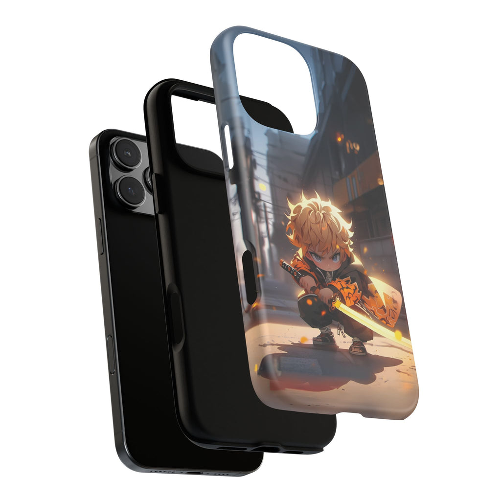 Chibi Zenitsu Lightning Tough Phone Case – Anime Protective Case for iPhone & Samsung, UV Resistant, Durable & Stylish